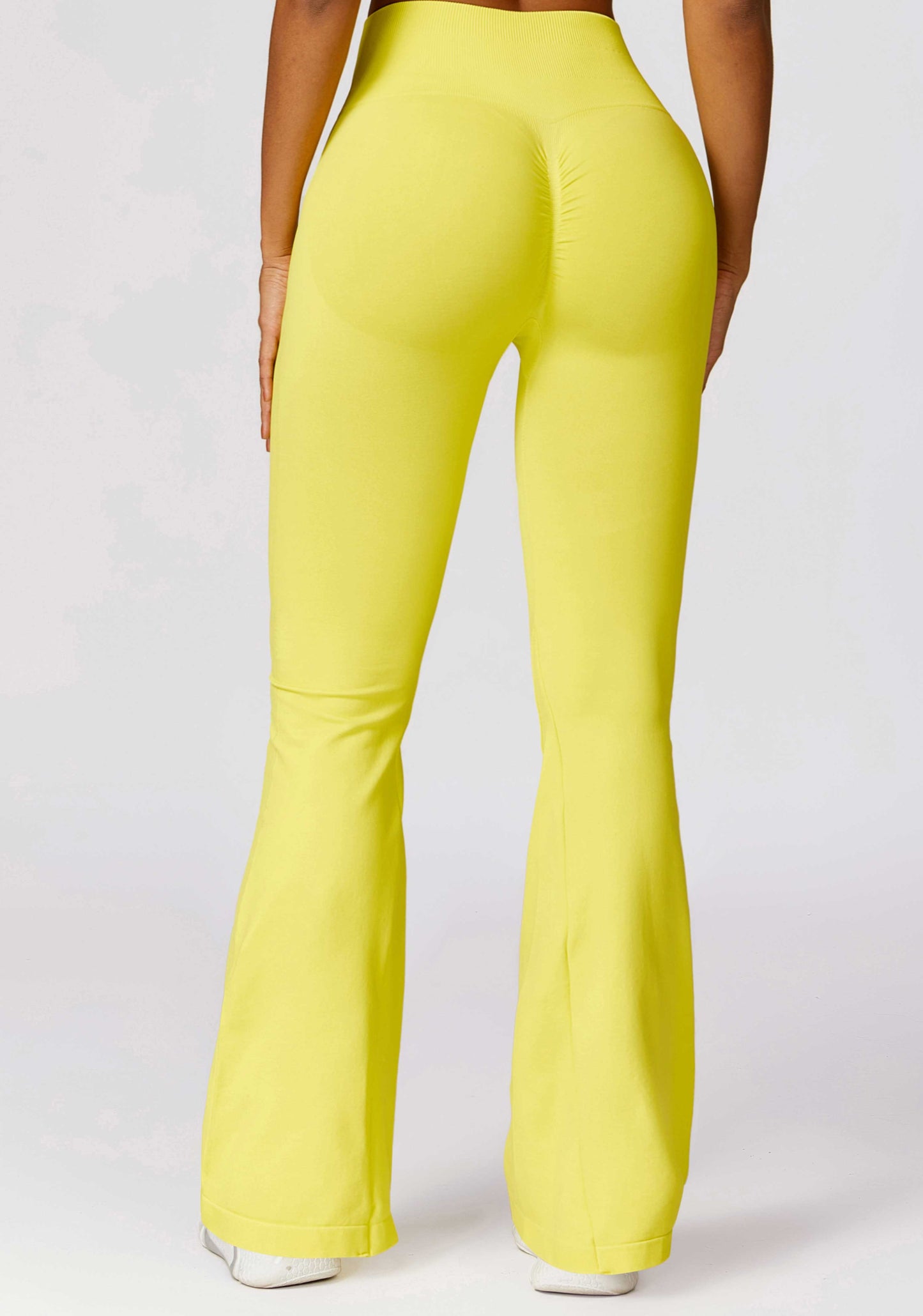 HR7502-2-Wide-leg seamless hip-lifting yoga flared pants, high-waisted slightly flared casual sports pants for tummy control