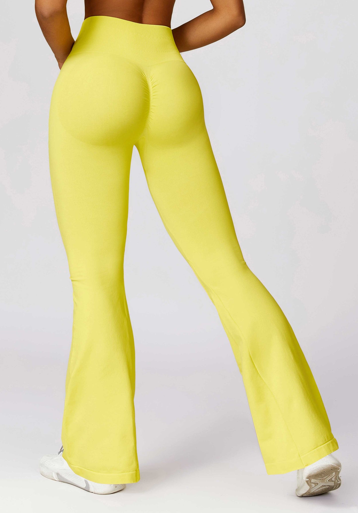 HR7502-2-Wide-leg seamless hip-lifting yoga flared pants, high-waisted slightly flared casual sports pants for tummy control