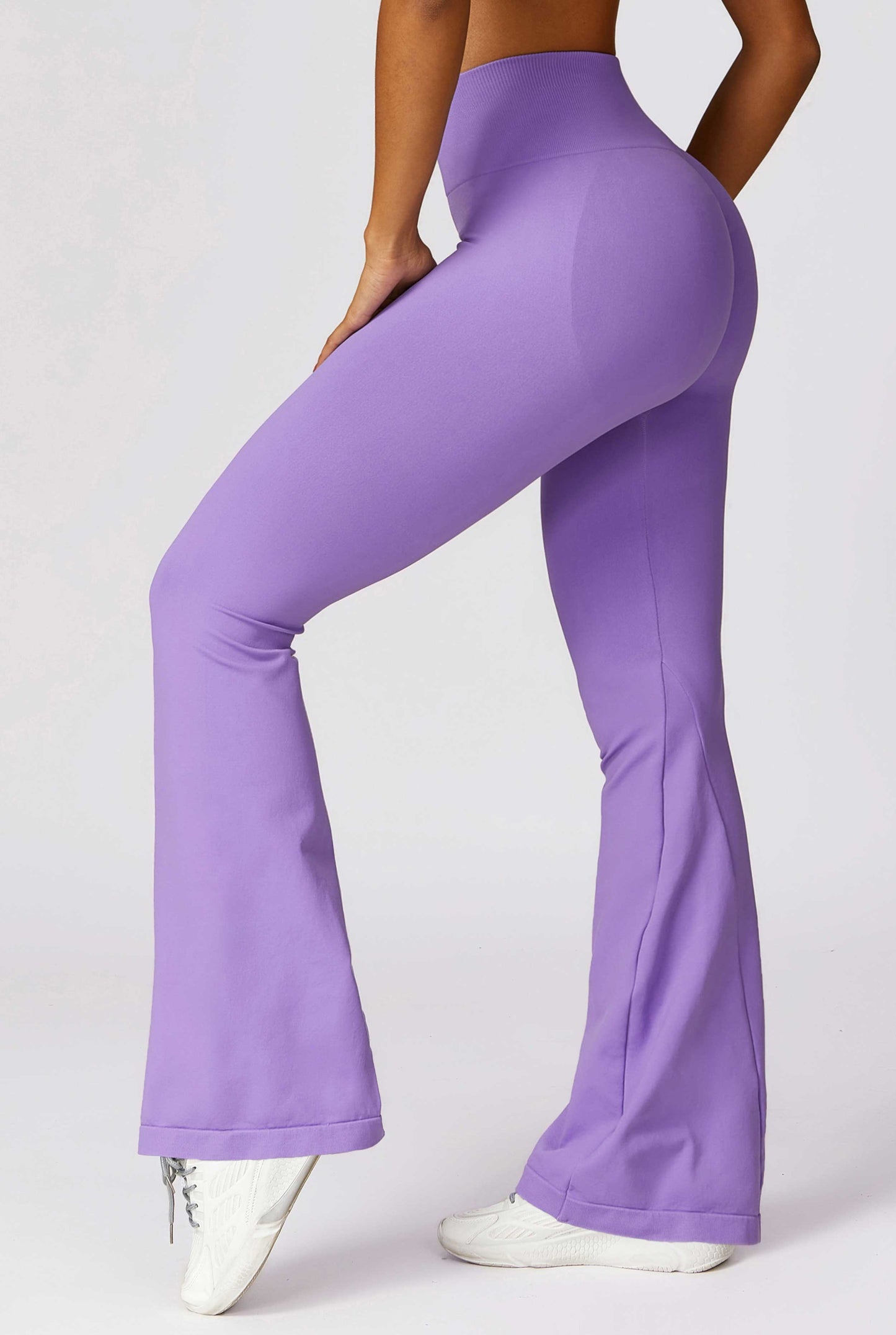 HR7502-2-Wide-leg seamless hip-lifting yoga flared pants, high-waisted slightly flared casual sports pants for tummy control