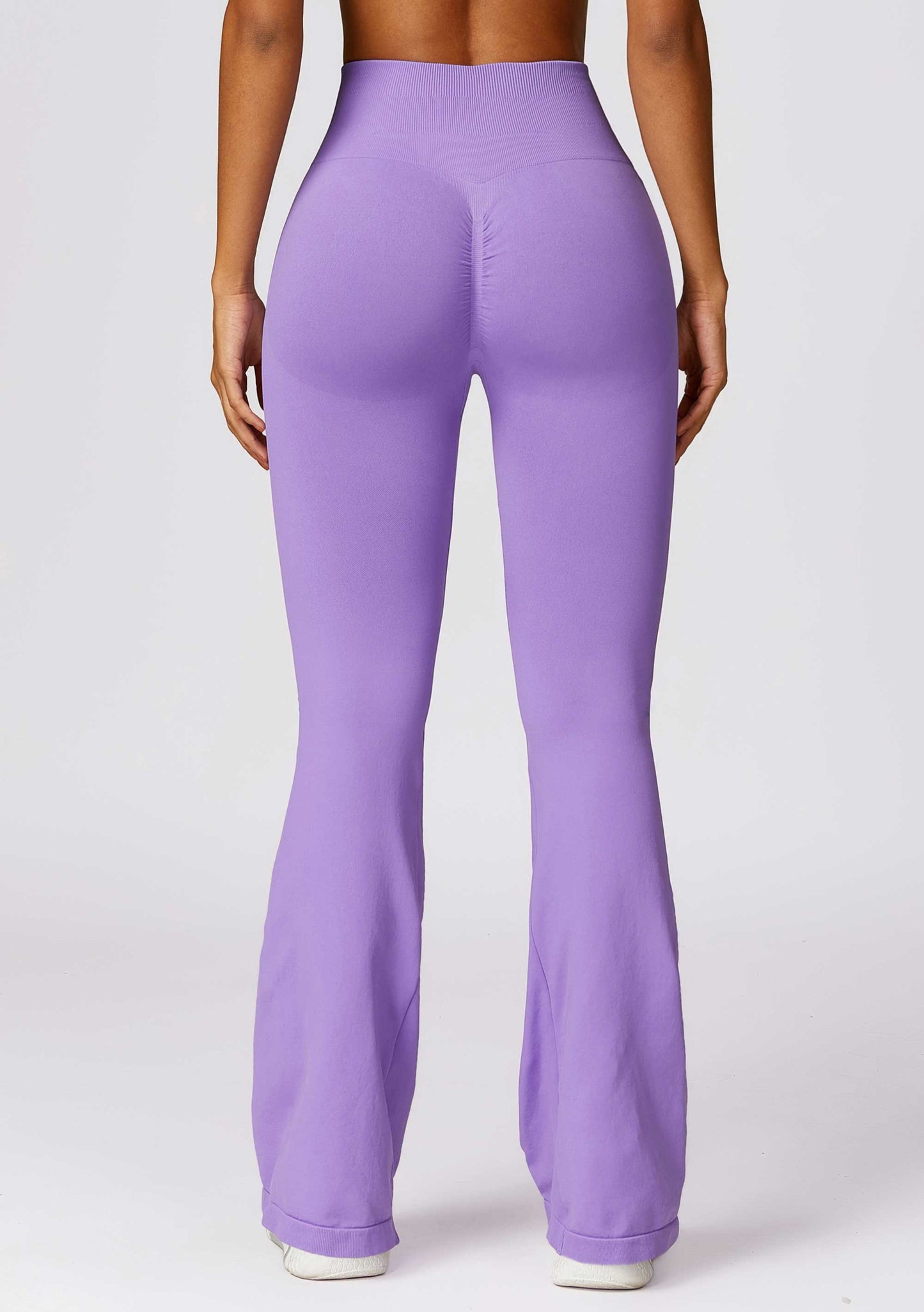 HR7502-2-Wide-leg seamless hip-lifting yoga flared pants, high-waisted slightly flared casual sports pants for tummy control