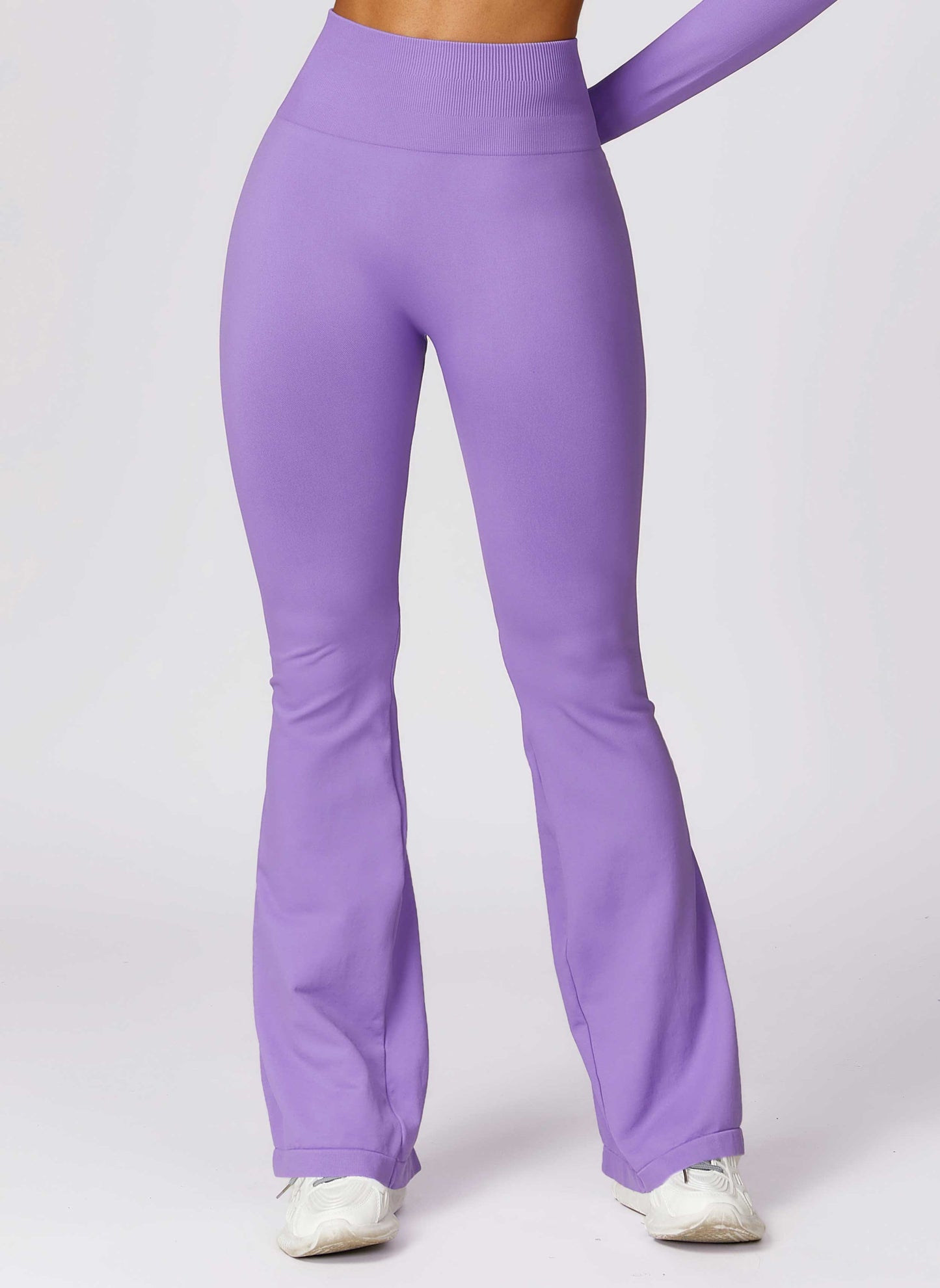 HR7502-2-Wide-leg seamless hip-lifting yoga flared pants, high-waisted slightly flared casual sports pants for tummy control