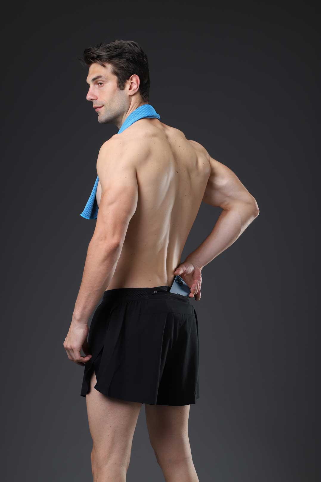 HRDK80025-Outdoor running double-layer breathable fitness shorts for men, European and American plus size faux two-piece anti-light sports shorts, quick-drying