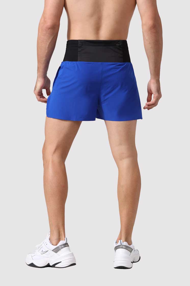 HRDK90025-Men's high-waisted compression running shorts for off-road running, marathon training, and fitness