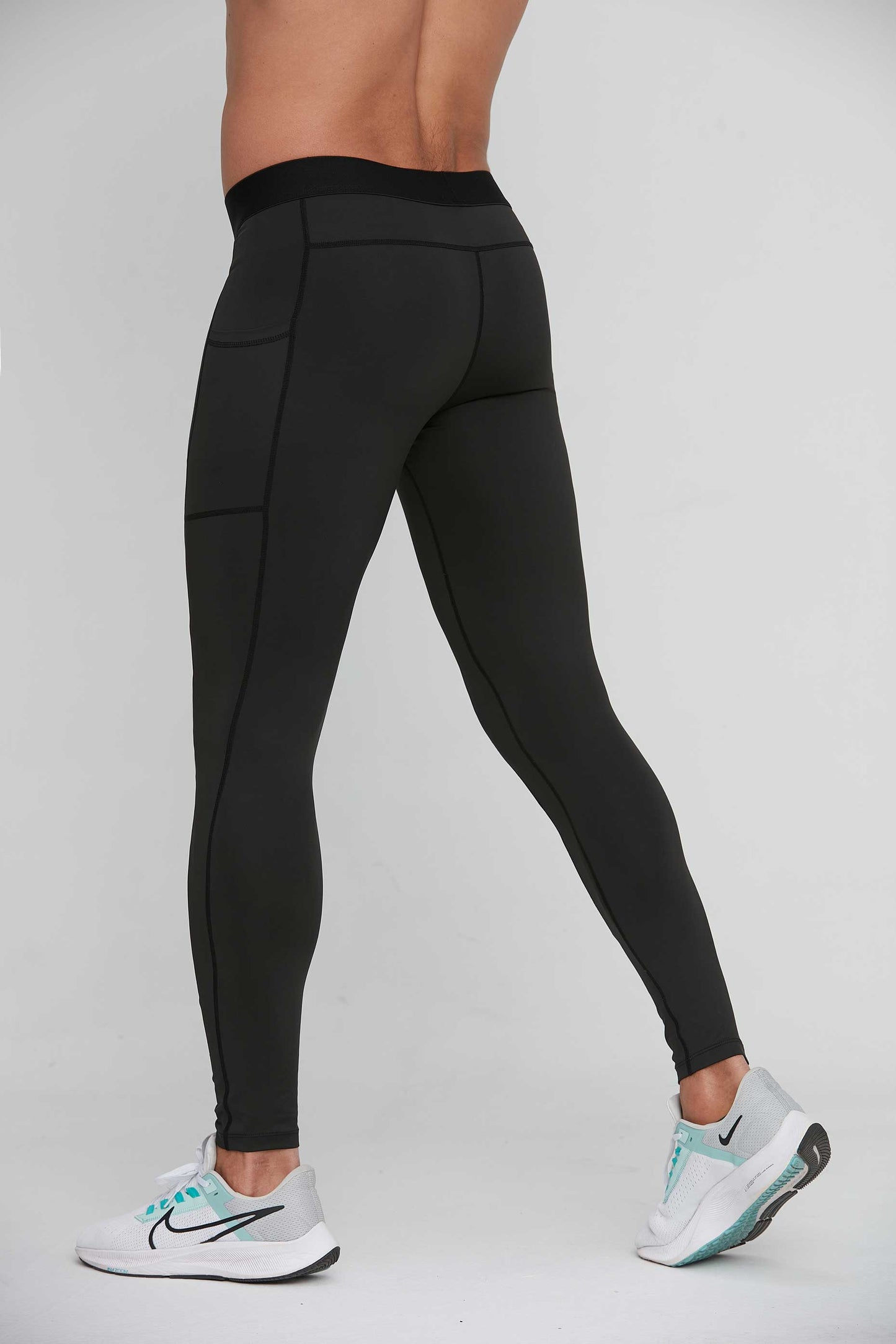 HRYTG1005-Men's leggings Fitness running training pants Cross-border breathable quick-drying stretch side pocket leggings