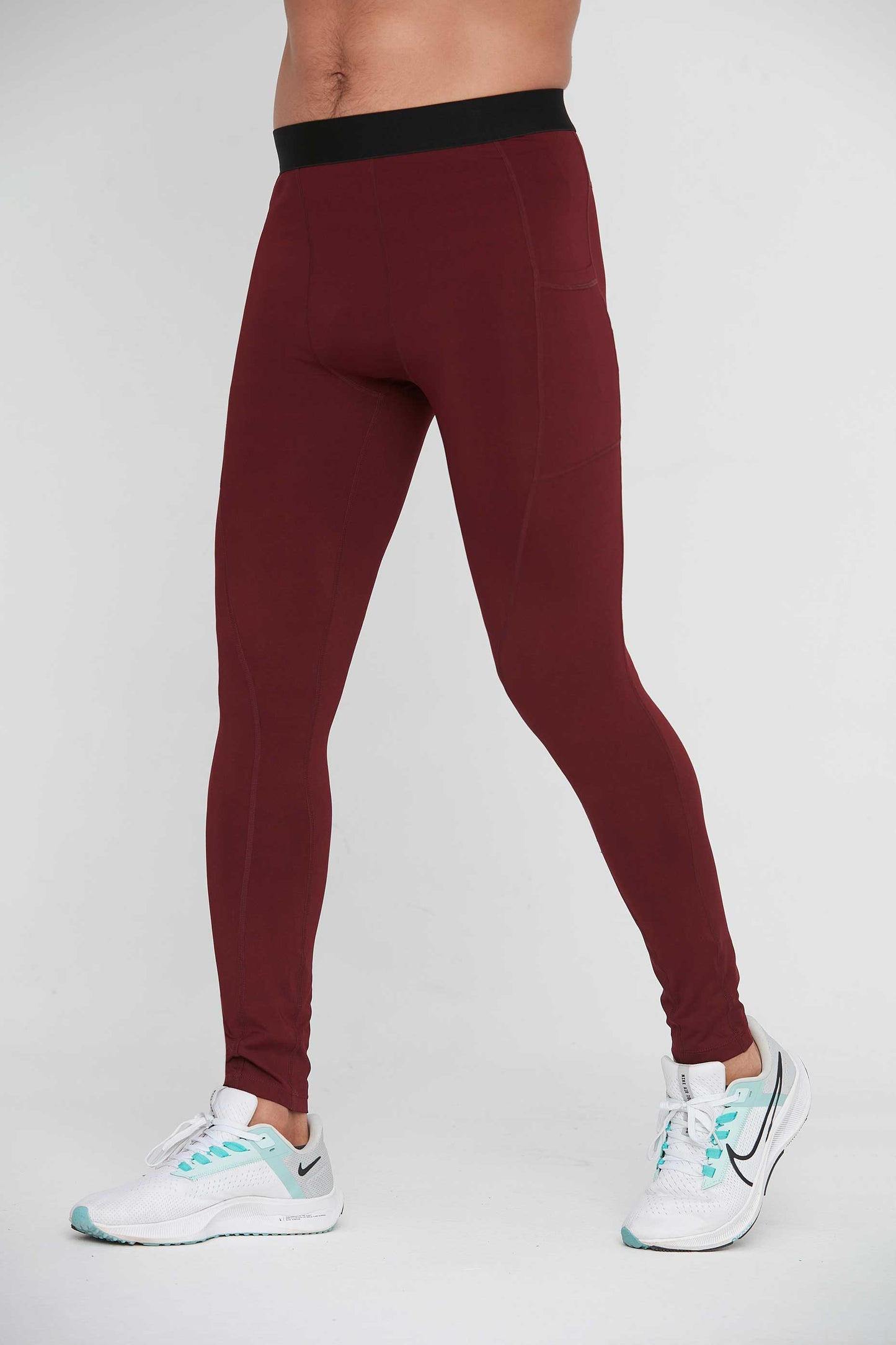 HRYTG1005-Men's leggings Fitness running training pants Cross-border breathable quick-drying stretch side pocket leggings