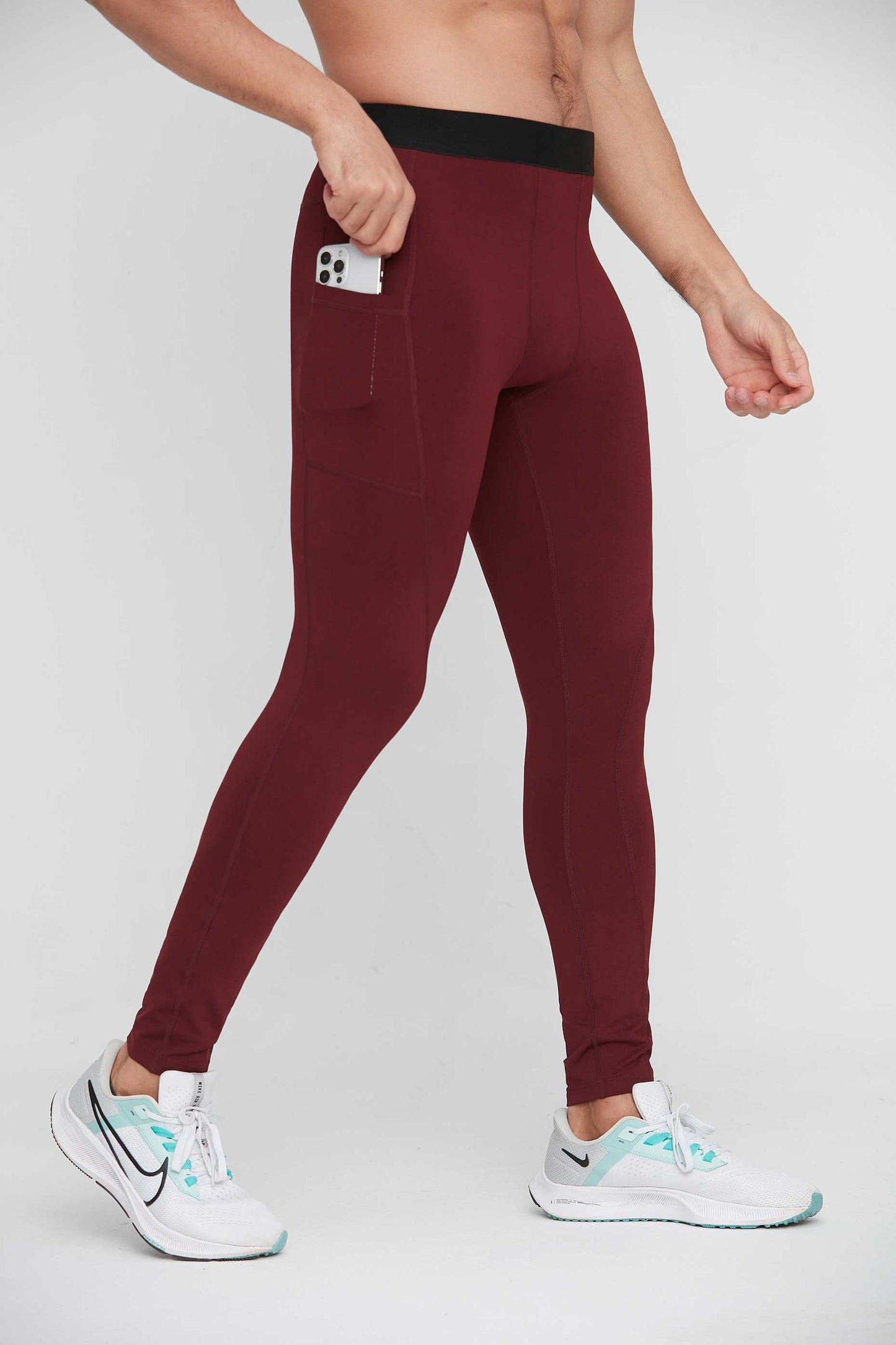 HRYTG1005-Men's leggings Fitness running training pants Cross-border breathable quick-drying stretch side pocket leggings