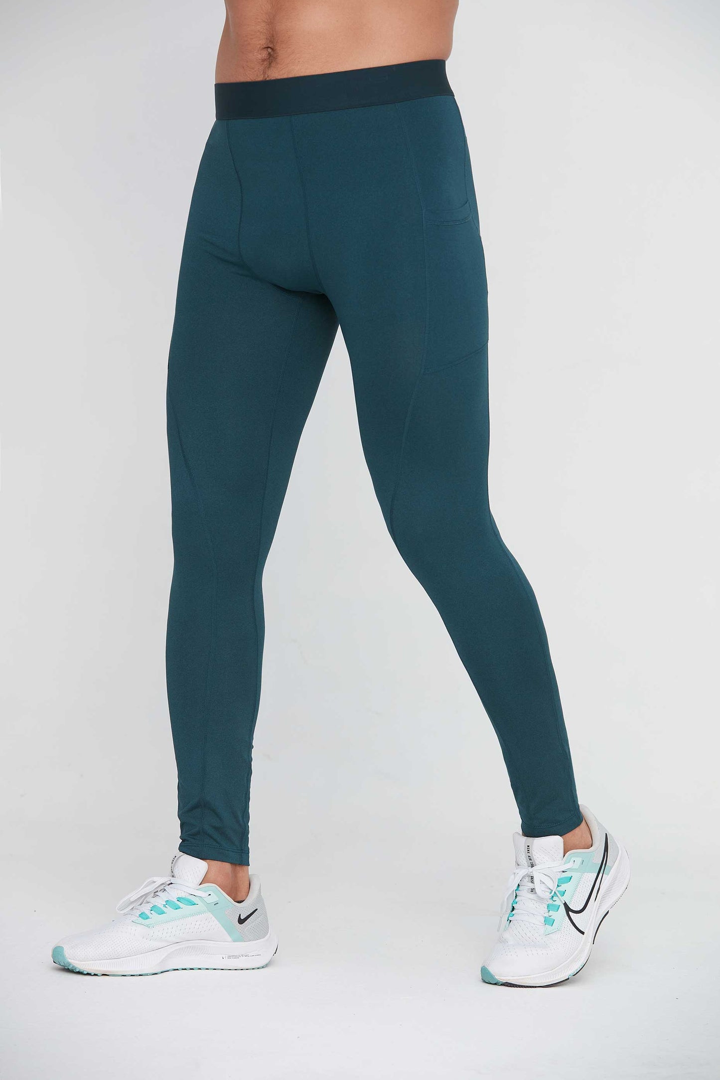 HRYTG1005-Men's leggings Fitness running training pants Cross-border breathable quick-drying stretch side pocket leggings