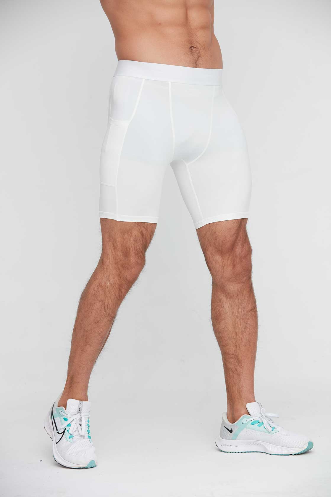 HRG1011-Men's tight-fitting sports capri pants, basketball training base layer fitness shorts, quick-drying shorts with pockets.