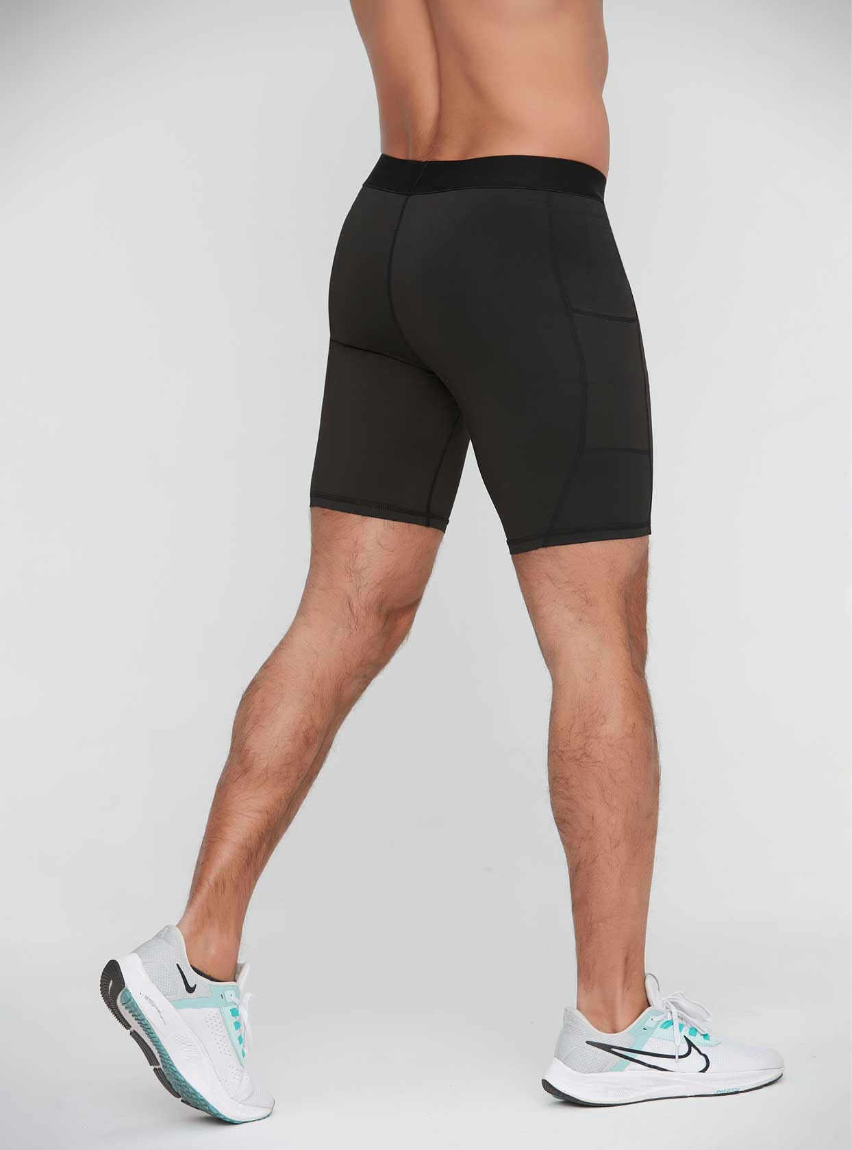 HRG1011-Men's tight-fitting sports capri pants, basketball training base layer fitness shorts, quick-drying shorts with pockets.