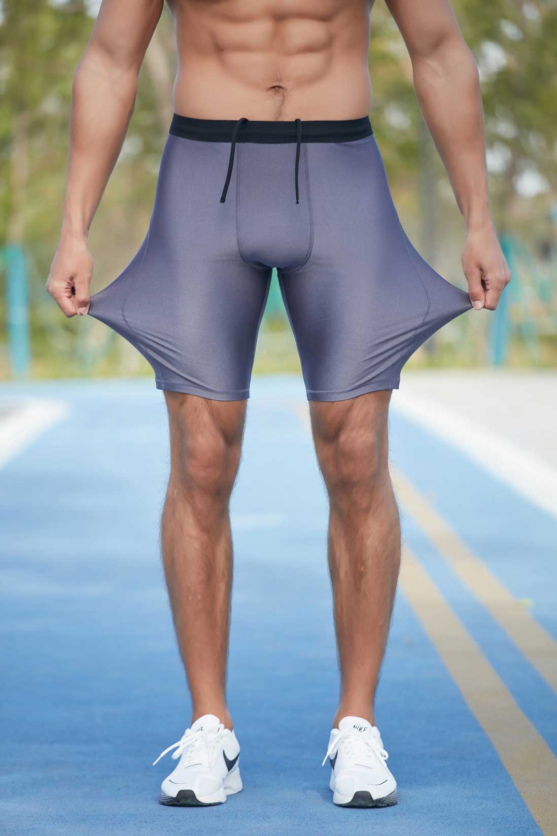 HRYT23401-Men's sports tight pants, high elasticity, outdoor quick-drying running fitness shorts, yoga basketball compression training pants.