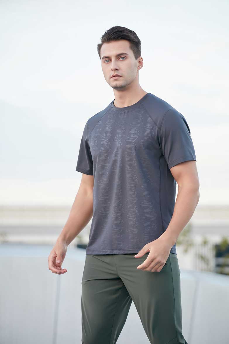 HRDT23206-Summer sports short-sleeved T-shirt, quick-drying, men's outdoor team uniform, suitable for running training, loose plus-size, round neck fitness short-sleeved