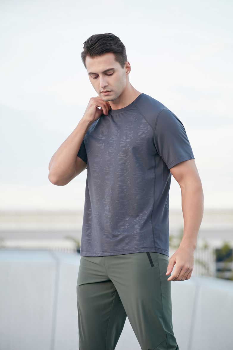 HRDT23206-Summer sports short-sleeved T-shirt, quick-drying, men's outdoor team uniform, suitable for running training, loose plus-size, round neck fitness short-sleeved