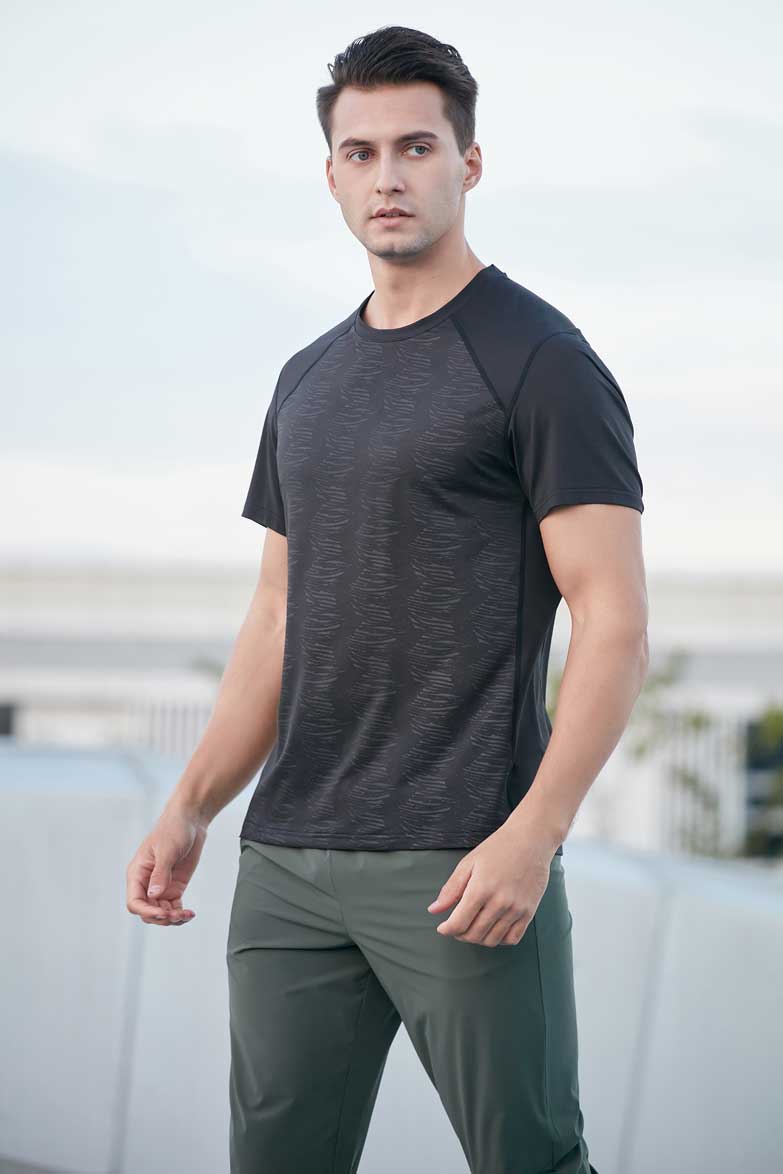 HRDT23206-Summer sports short-sleeved T-shirt, quick-drying, men's outdoor team uniform, suitable for running training, loose plus-size, round neck fitness short-sleeved