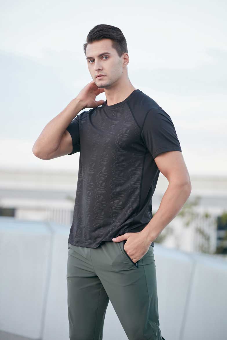 HRDT23206-Summer sports short-sleeved T-shirt, quick-drying, men's outdoor team uniform, suitable for running training, loose plus-size, round neck fitness short-sleeved