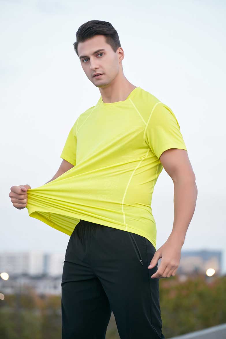 HRDT23206-Summer sports short-sleeved T-shirt, quick-drying, men's outdoor team uniform, suitable for running training, loose plus-size, round neck fitness short-sleeved