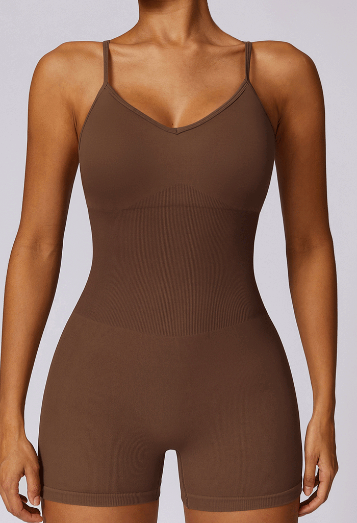 HR7498-European and American seamless fitness backless jumpsuit with high elasticity and abdomen control for women's tight-fitting workout jumpsuit