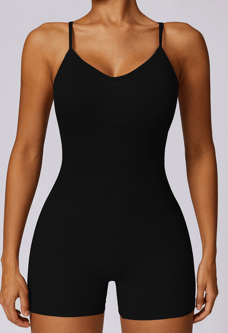 HR7498-European and American seamless fitness backless jumpsuit with high elasticity and abdomen control for women's tight-fitting workout jumpsuit