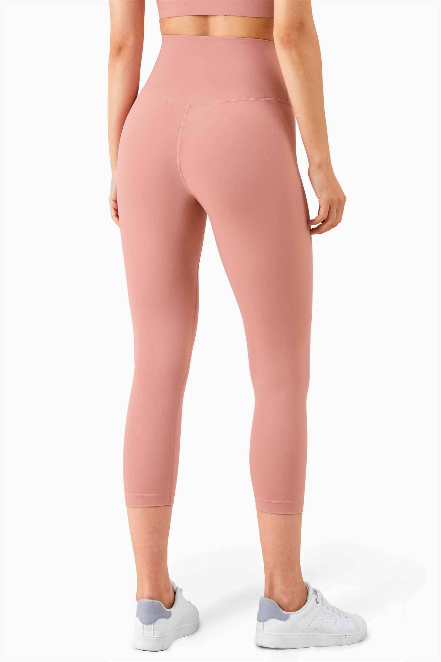 QK1242-NULS new European and American peach butt fitness pants One piece no embarrassment line high waist tight seven points nude yoga pants