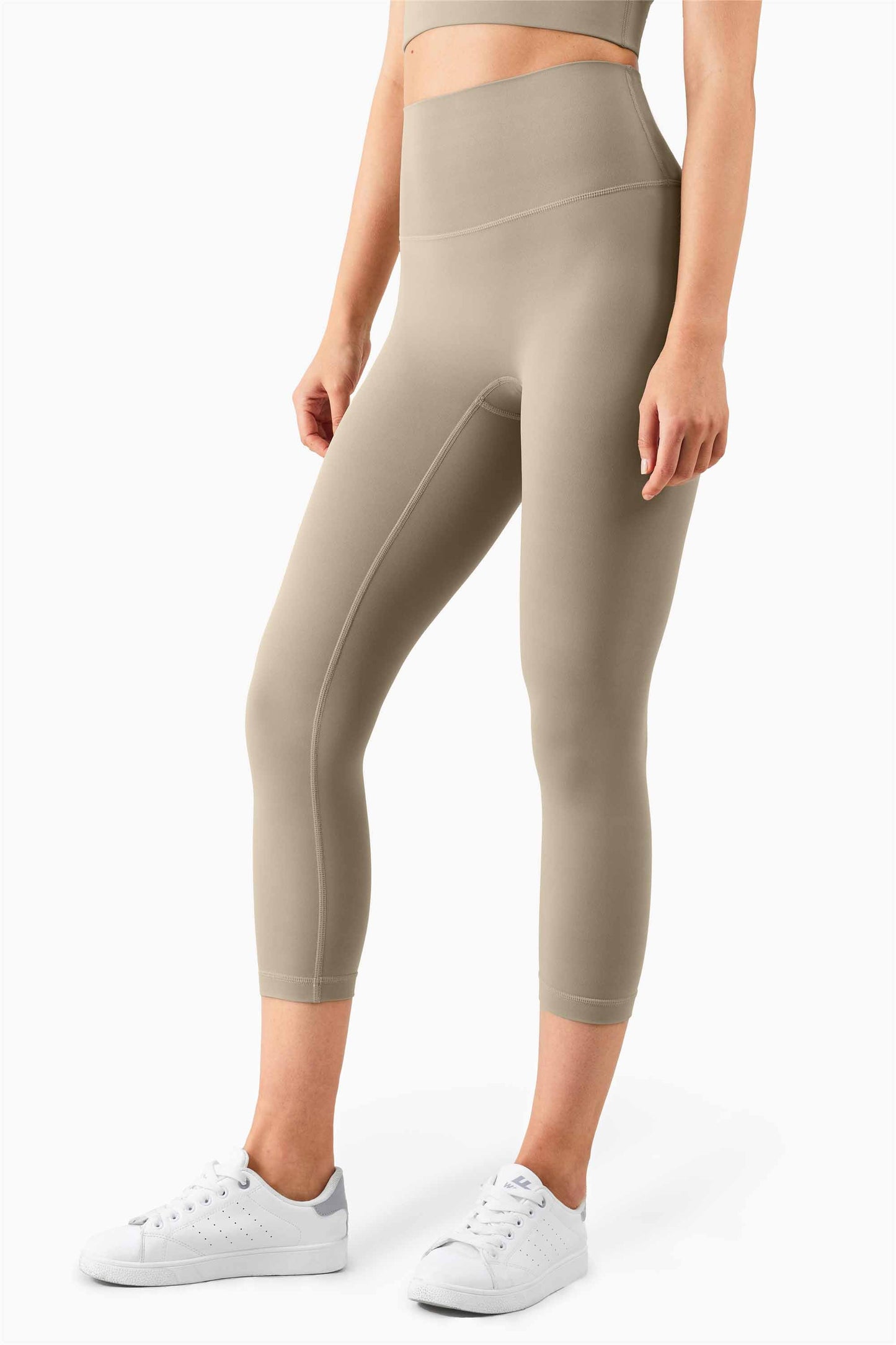 QK1242-NULS new European and American peach butt fitness pants One piece no embarrassment line high waist tight seven points nude yoga pants