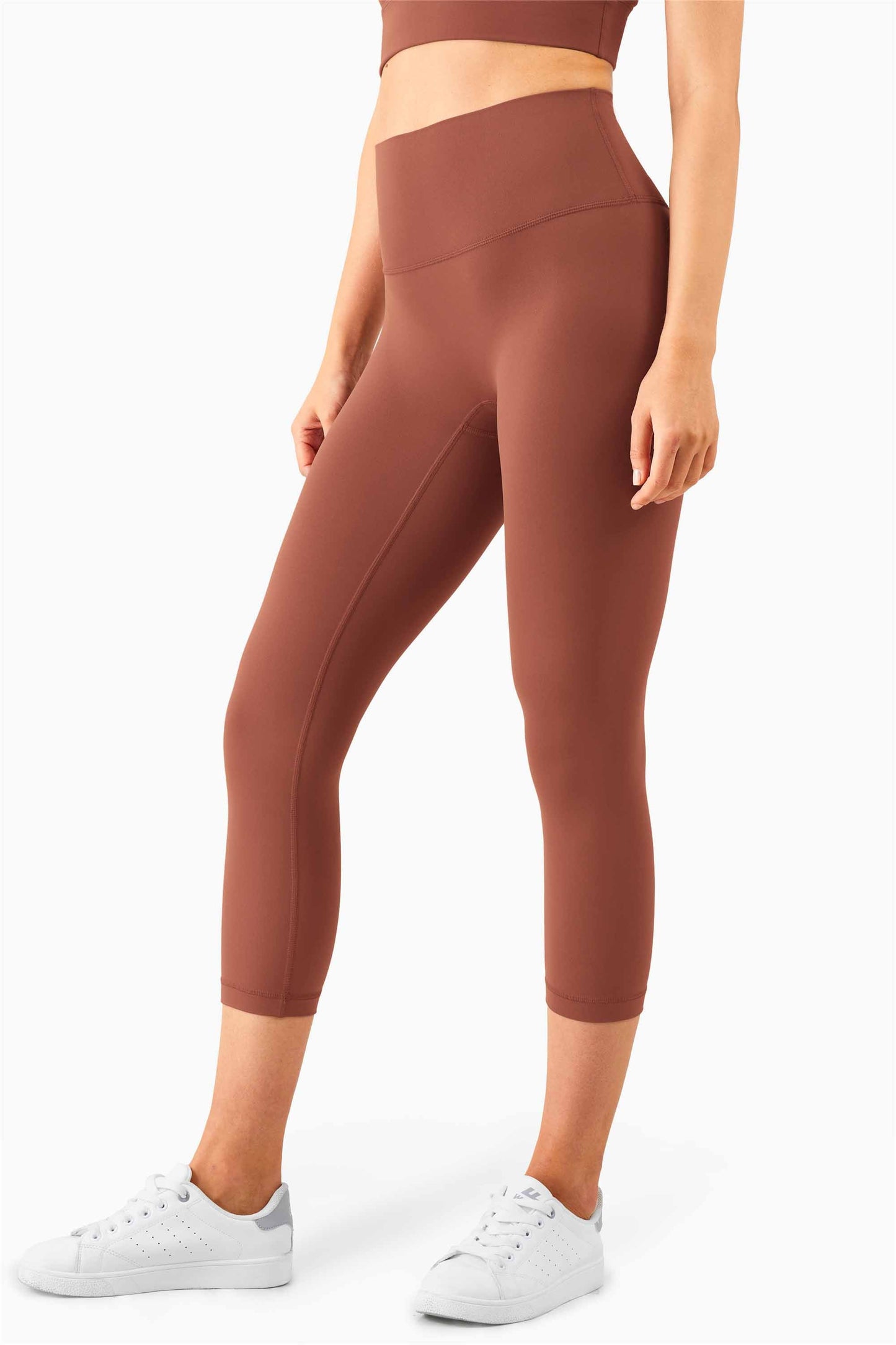 QK1242-NULS new European and American peach butt fitness pants One piece no embarrassment line high waist tight seven points nude yoga pants