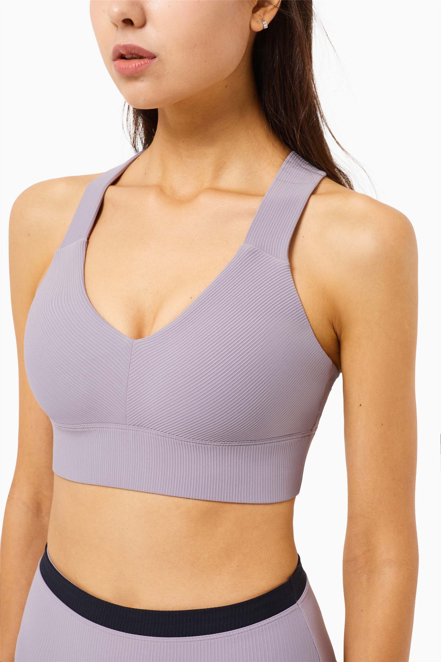 WX1290-FPS Ribbed antibacterial Yoga bra for women 2023 new cross border beauty back gathering fitness running underwear