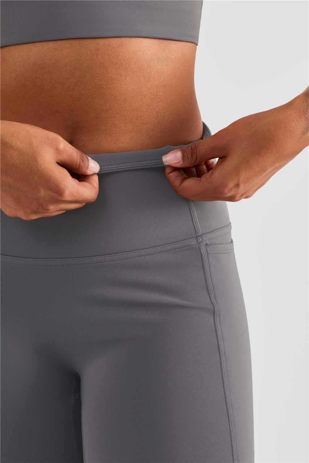 CK1477-Warm shell plus fleece yoga pants autumn and winter new high waist without embarrassment line thickened yoga wear women's pocket sports fitness pants