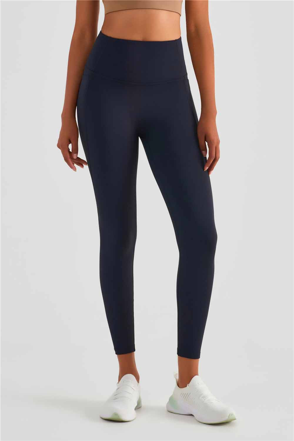 CK1477-Warm shell plus fleece yoga pants autumn and winter new high waist without embarrassment line thickened yoga wear women's pocket sports fitness pants