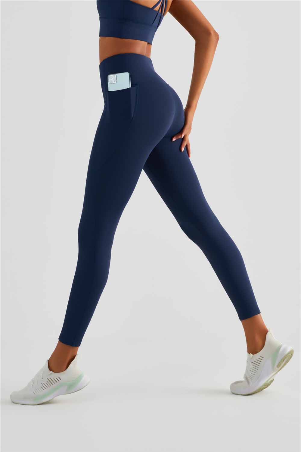 CK1477-Warm shell plus fleece yoga pants autumn and winter new high waist without embarrassment line thickened yoga wear women's pocket sports fitness pants