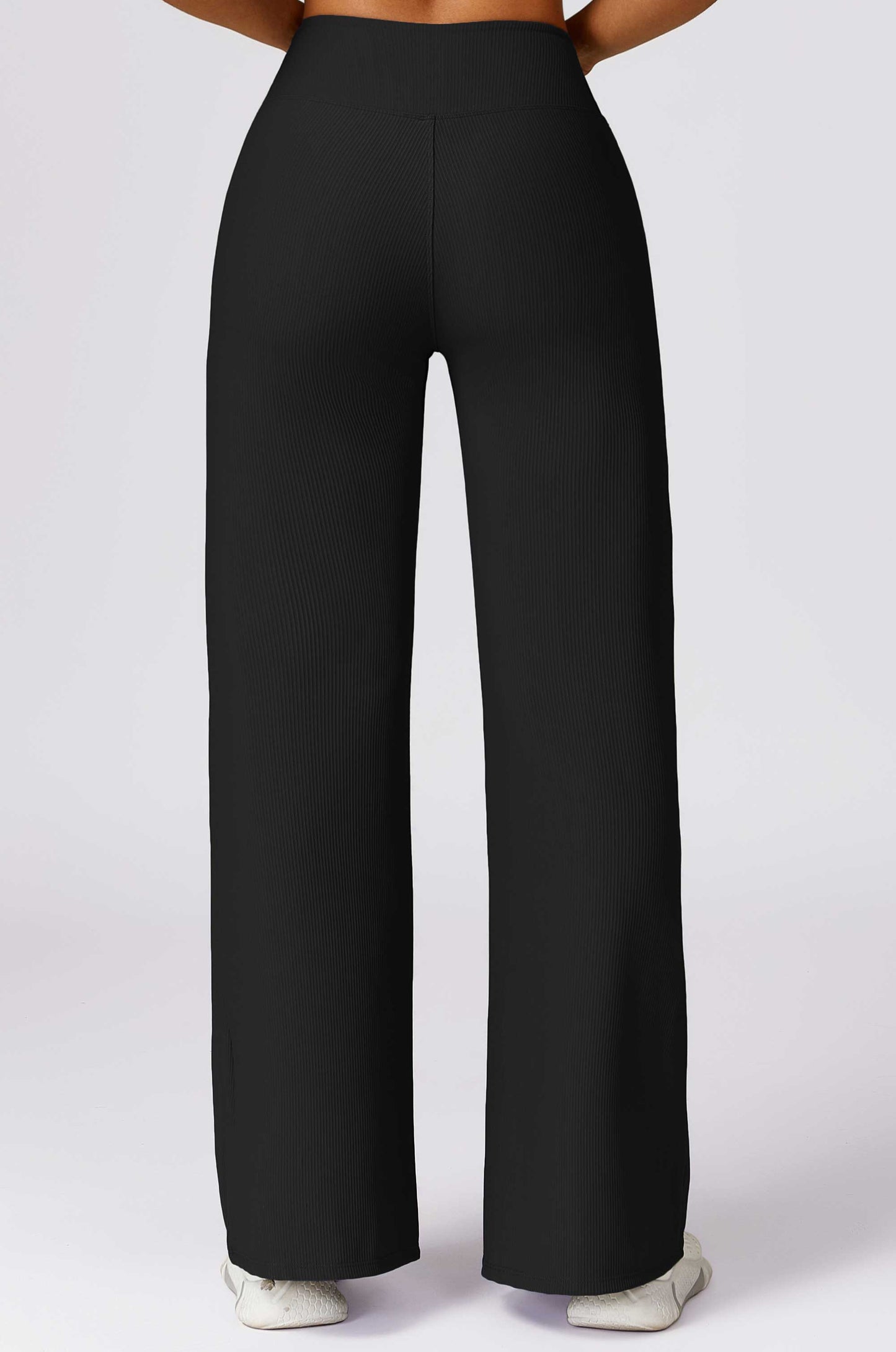 HR8526-1-Threaded high-waisted casual pants for women, versatile straight wide-leg pants for outdoor wear, quick-drying loose-fitting athletic trousers