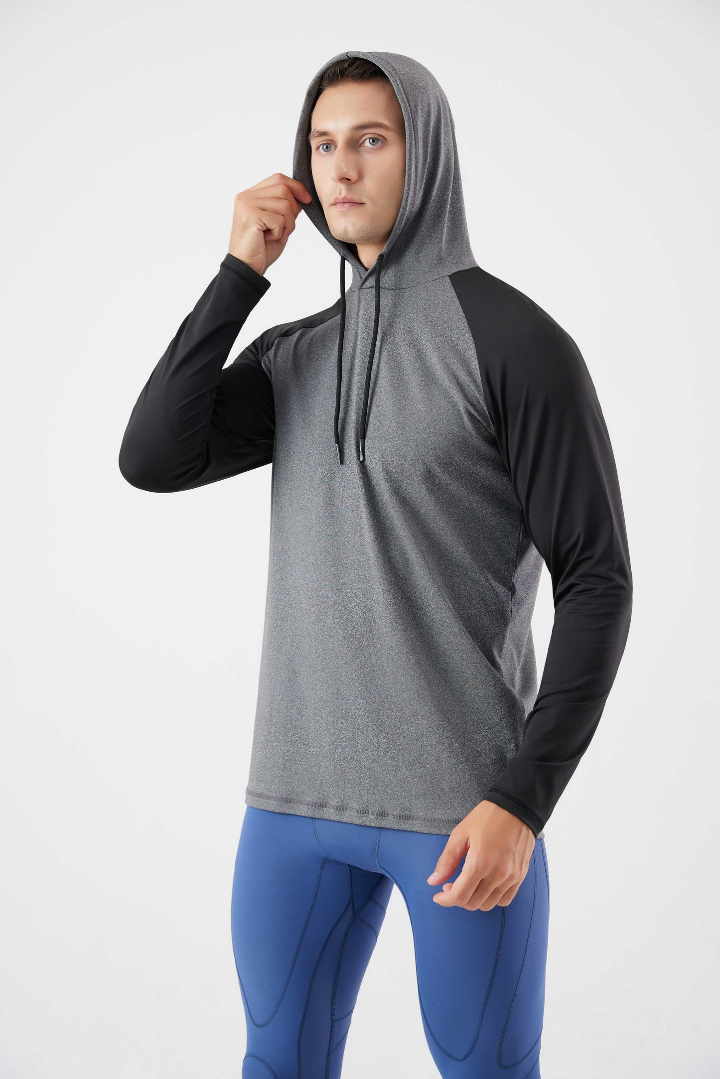 HRYT23004-Early fall hooded hoodie men's basketball training fitness long sleeve T-shirt outdoor leisure running pullover quick drying sportswear