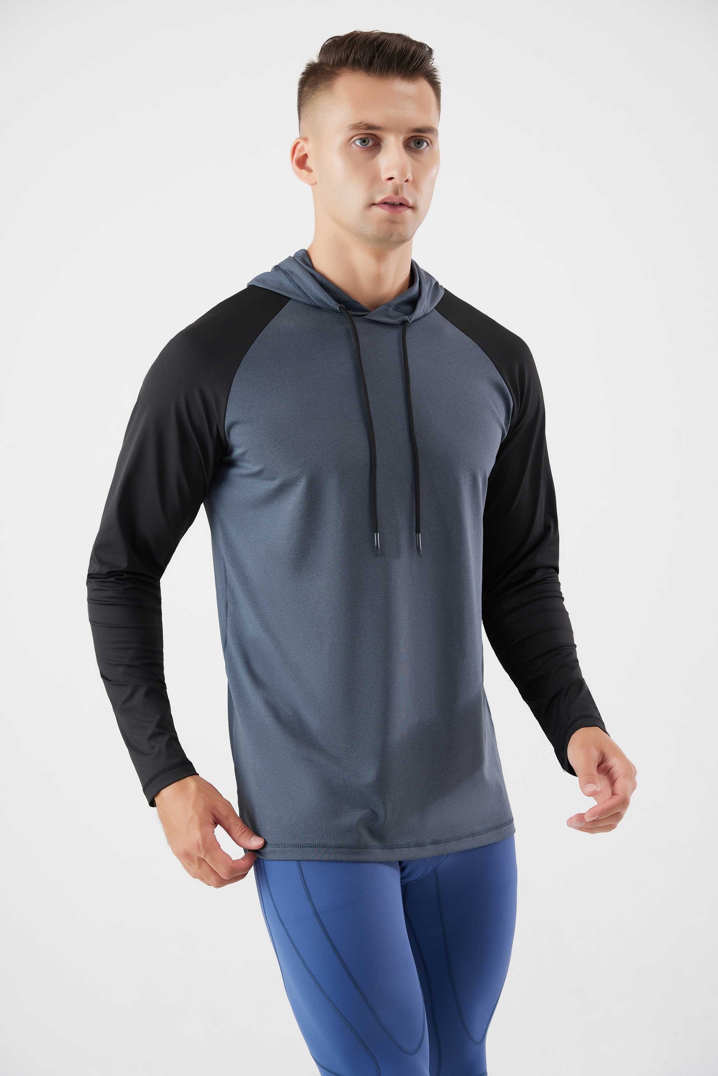 HRYT23004-Early fall hooded hoodie men's basketball training fitness long sleeve T-shirt outdoor leisure running pullover quick drying sportswear