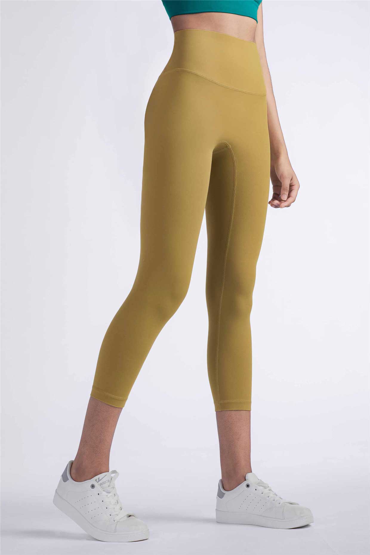 QK1242-NULS new European and American peach butt fitness pants One piece no embarrassment line high waist tight seven points nude yoga pants