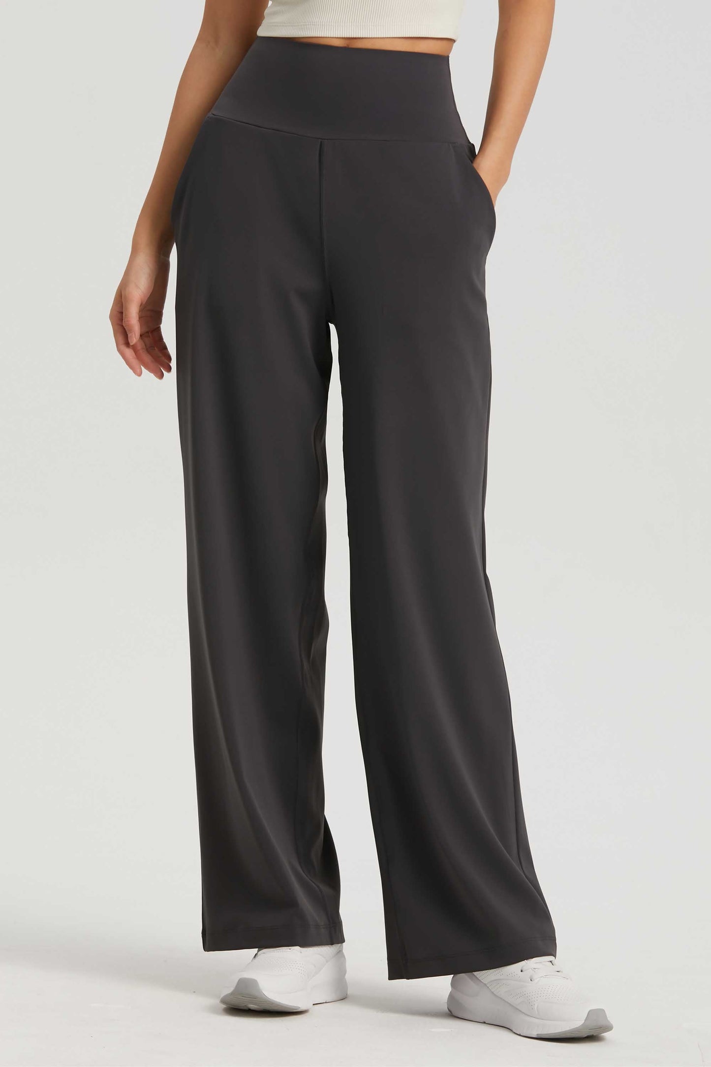 CK1527-Naked feeling high-waisted yoga wide-leg pants, petite height-enhancing drape, straight and breathable casual yoga pants