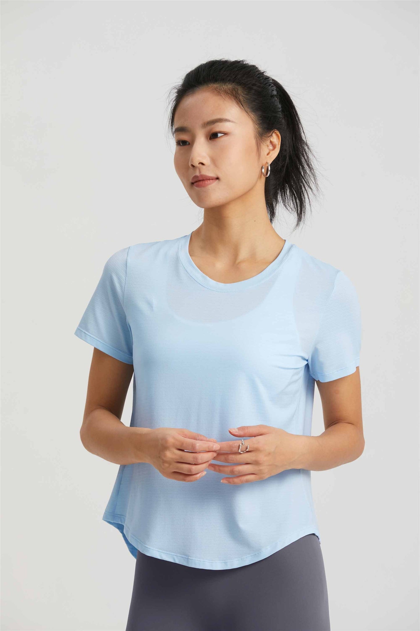 TX1516-Cool sense yoga smock light breathable spring and summer 2023 new open casual round neck short-sleeved T-shirt women