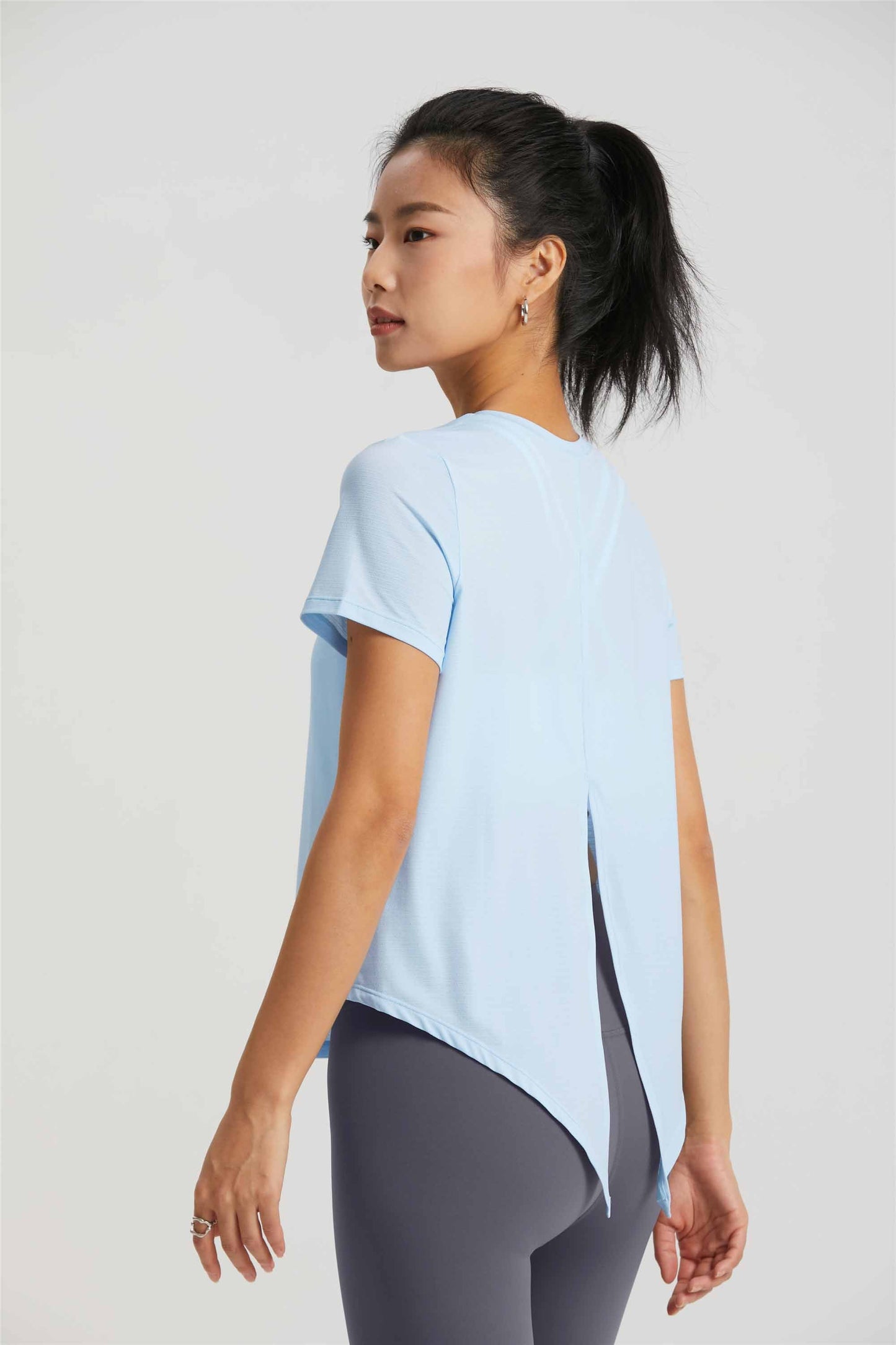 TX1516-Cool sense yoga smock light breathable spring and summer 2023 new open casual round neck short-sleeved T-shirt women