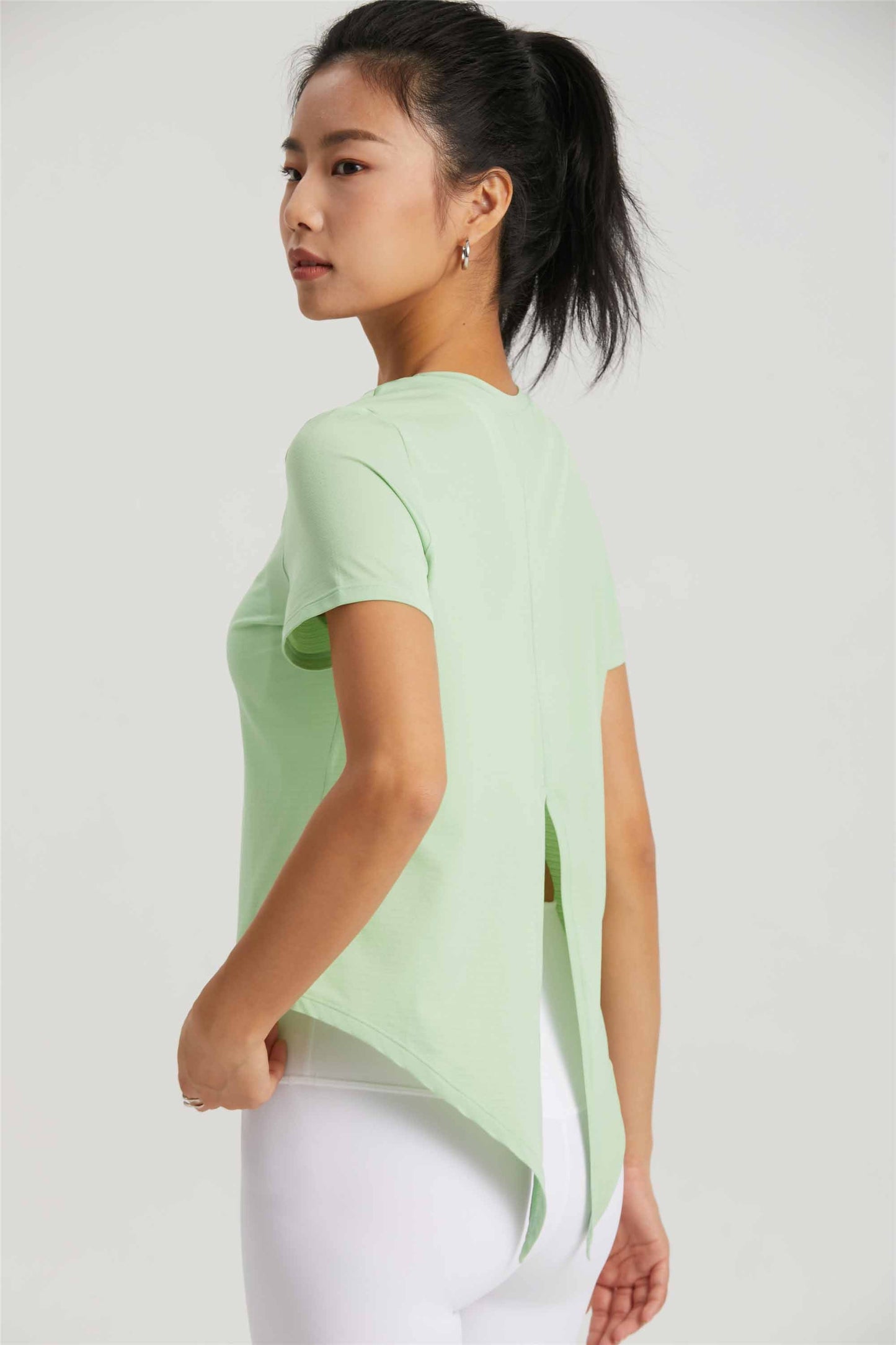TX1516-Cool sense yoga smock light breathable spring and summer 2023 new open casual round neck short-sleeved T-shirt women