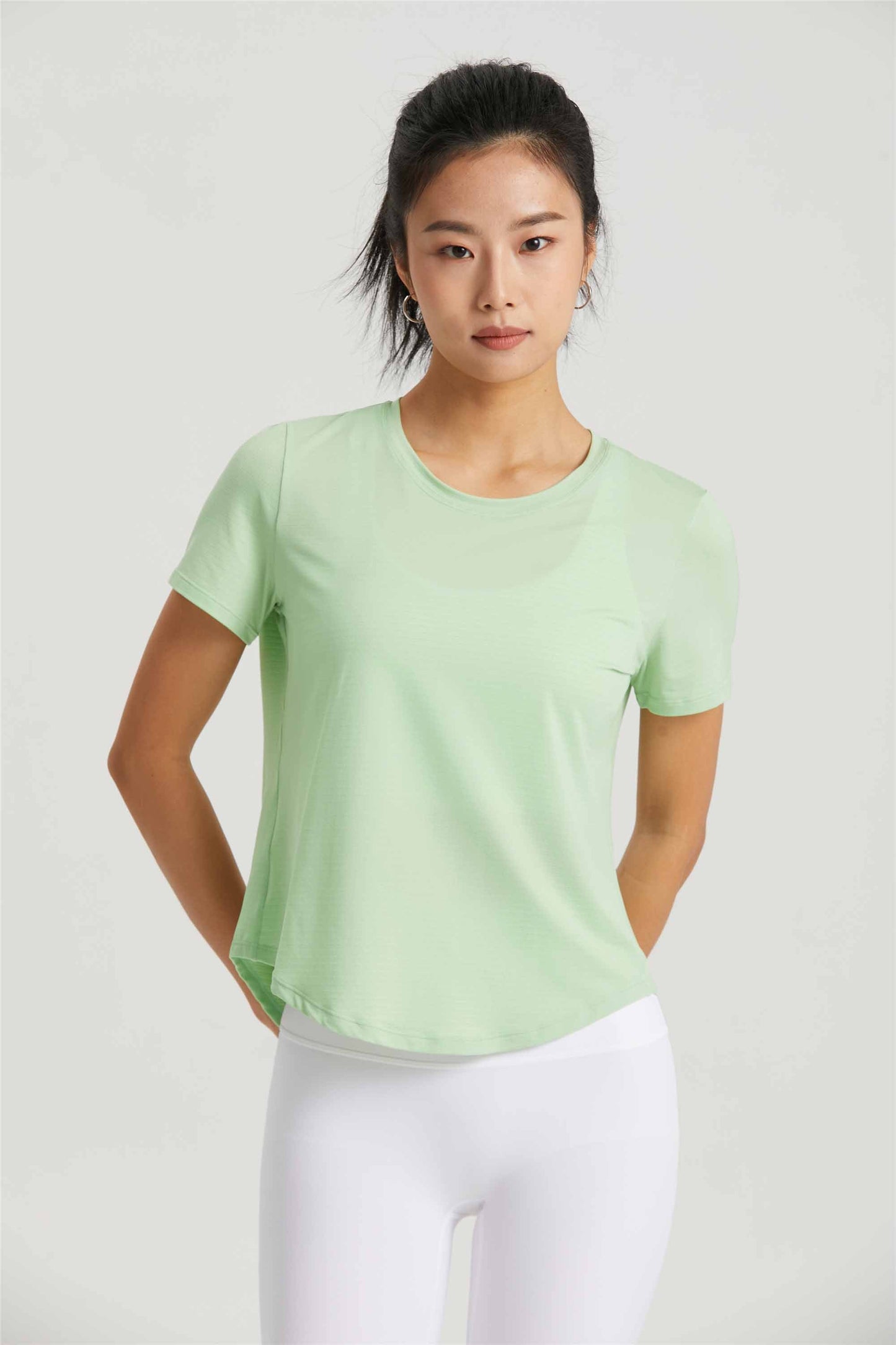 TX1516-Cool sense yoga smock light breathable spring and summer 2023 new open casual round neck short-sleeved T-shirt women
