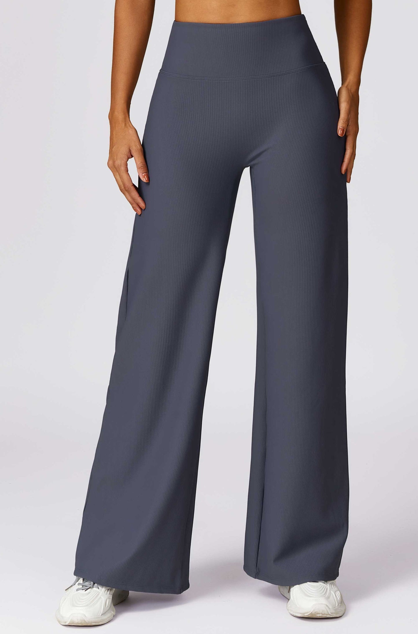 HR8526-1-Threaded high-waisted casual pants for women, versatile straight wide-leg pants for outdoor wear, quick-drying loose-fitting athletic trousers