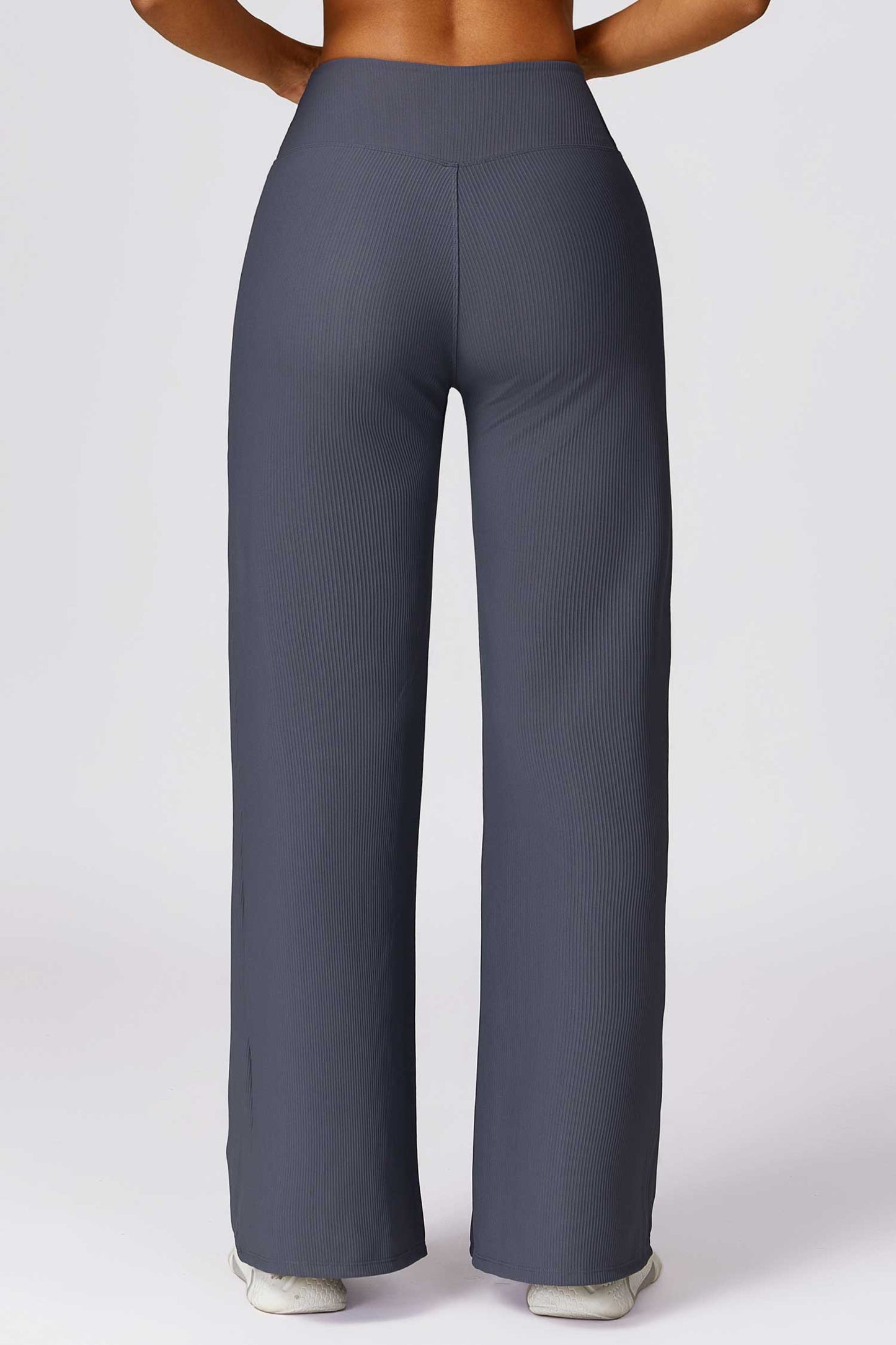 HR8526-1-Threaded high-waisted casual pants for women, versatile straight wide-leg pants for outdoor wear, quick-drying loose-fitting athletic trousers