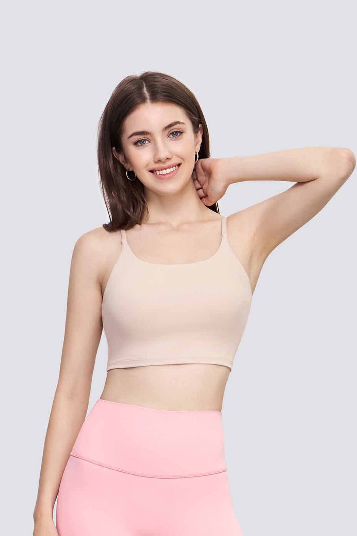 WX1418-LC Lycra nude sports underwear Women's summer fitness top wear bra halter vest beauty back yoga bra