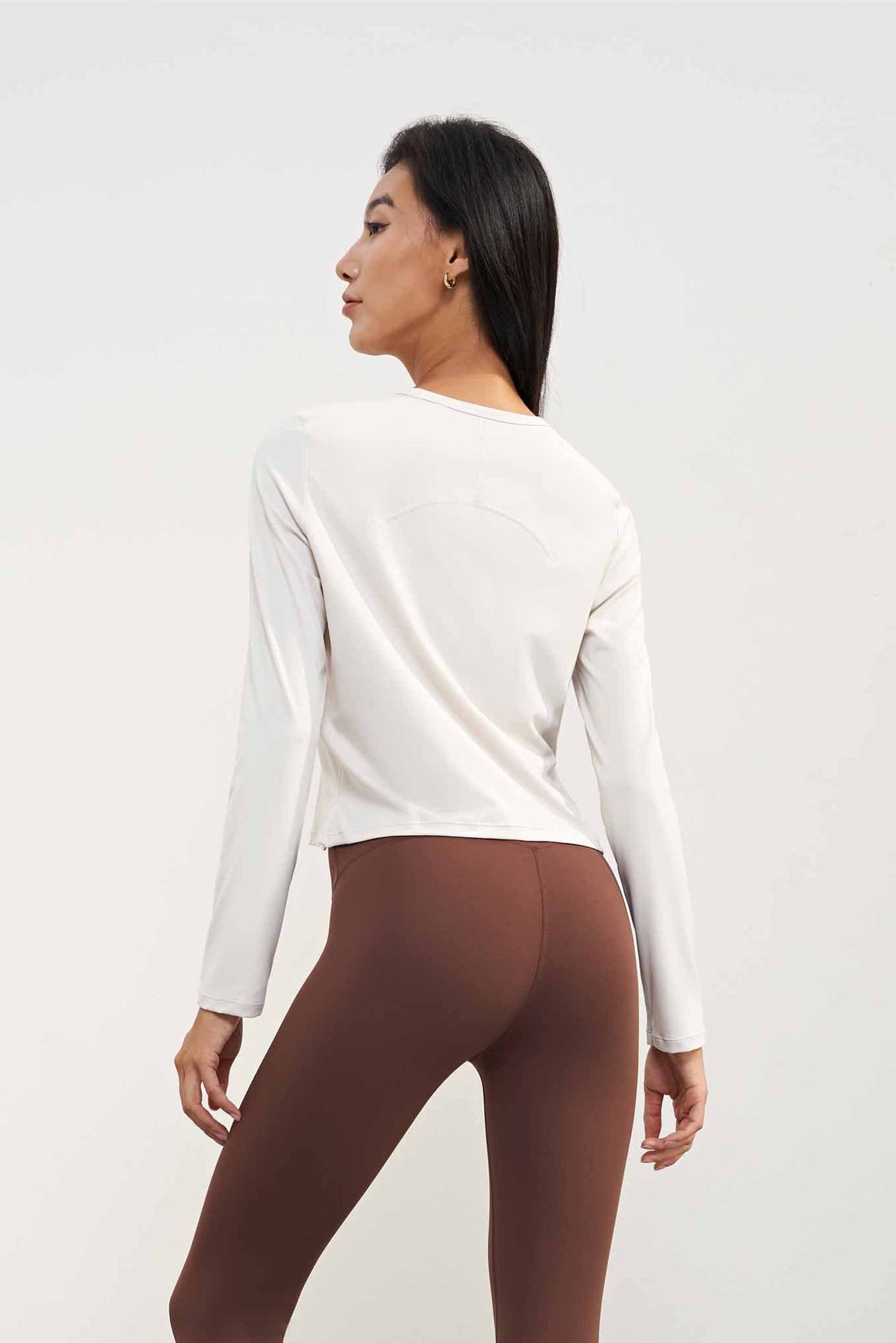 CX1580-LNU light naked sense round neck loose yoga T sleeve short open yoga long sleeve women comfortable wearing sports jacket