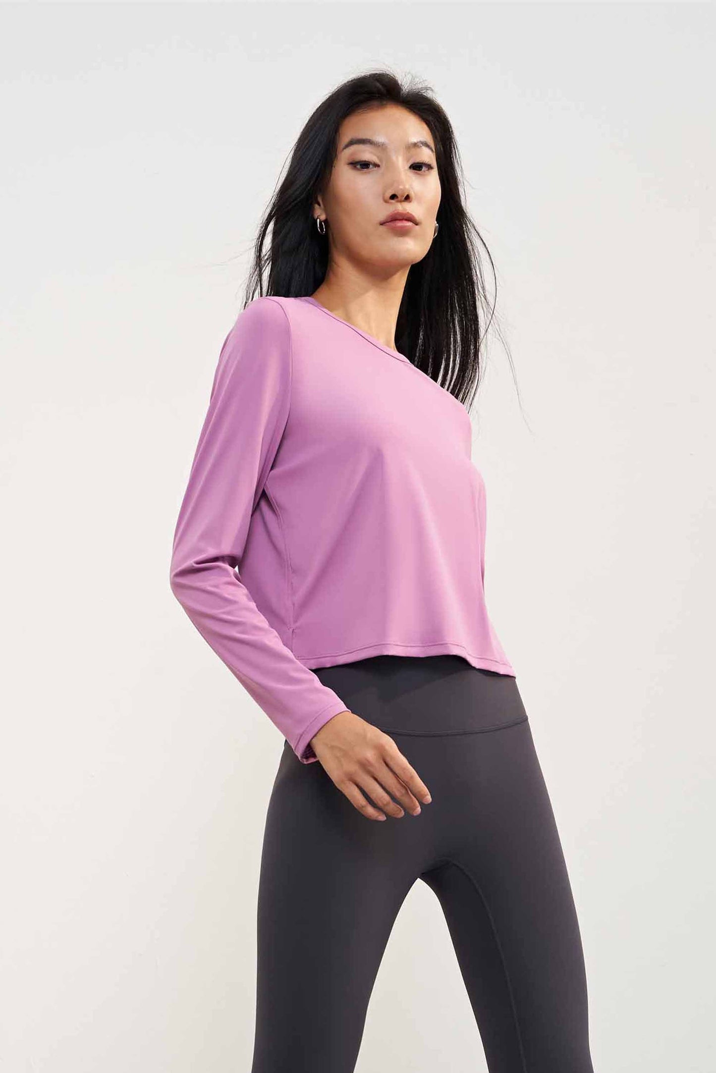 CX1580-LNU light naked sense round neck loose yoga T sleeve short open yoga long sleeve women comfortable wearing sports jacket