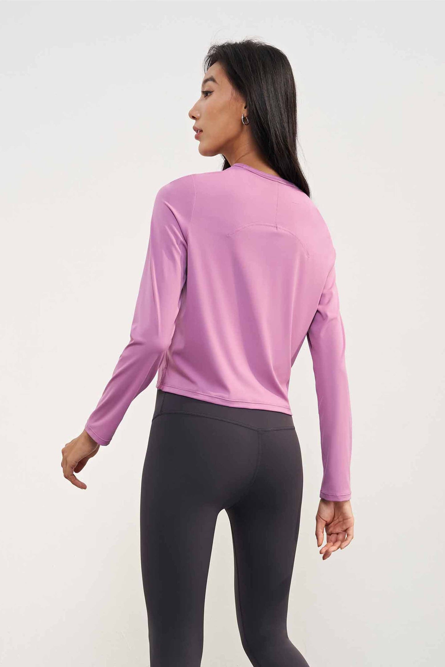 CX1580-LNU light naked sense round neck loose yoga T sleeve short open yoga long sleeve women comfortable wearing sports jacket