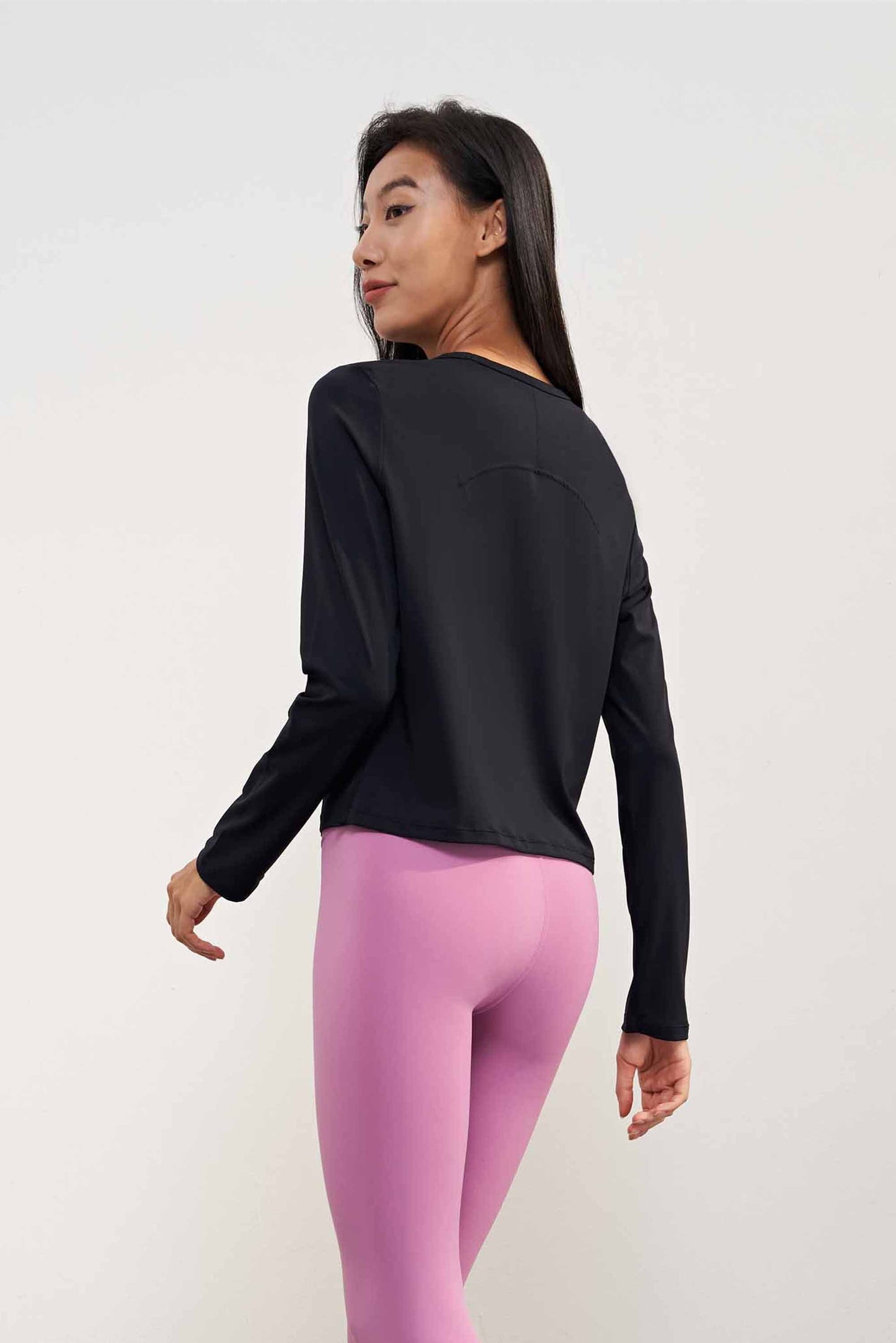 CX1580-LNU light naked sense round neck loose yoga T sleeve short open yoga long sleeve women comfortable wearing sports jacket