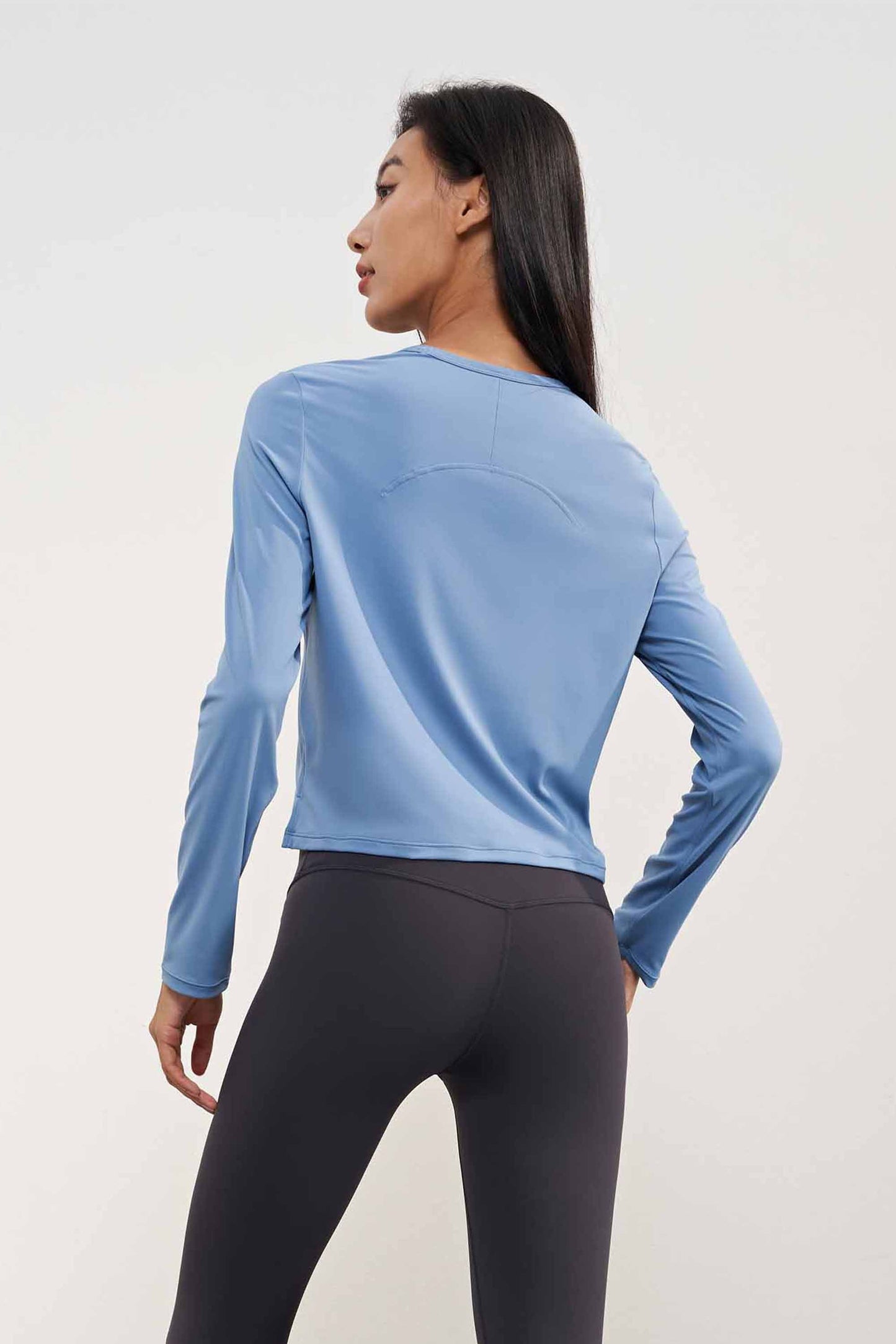 CX1580-LNU light naked sense round neck loose yoga T sleeve short open yoga long sleeve women comfortable wearing sports jacket