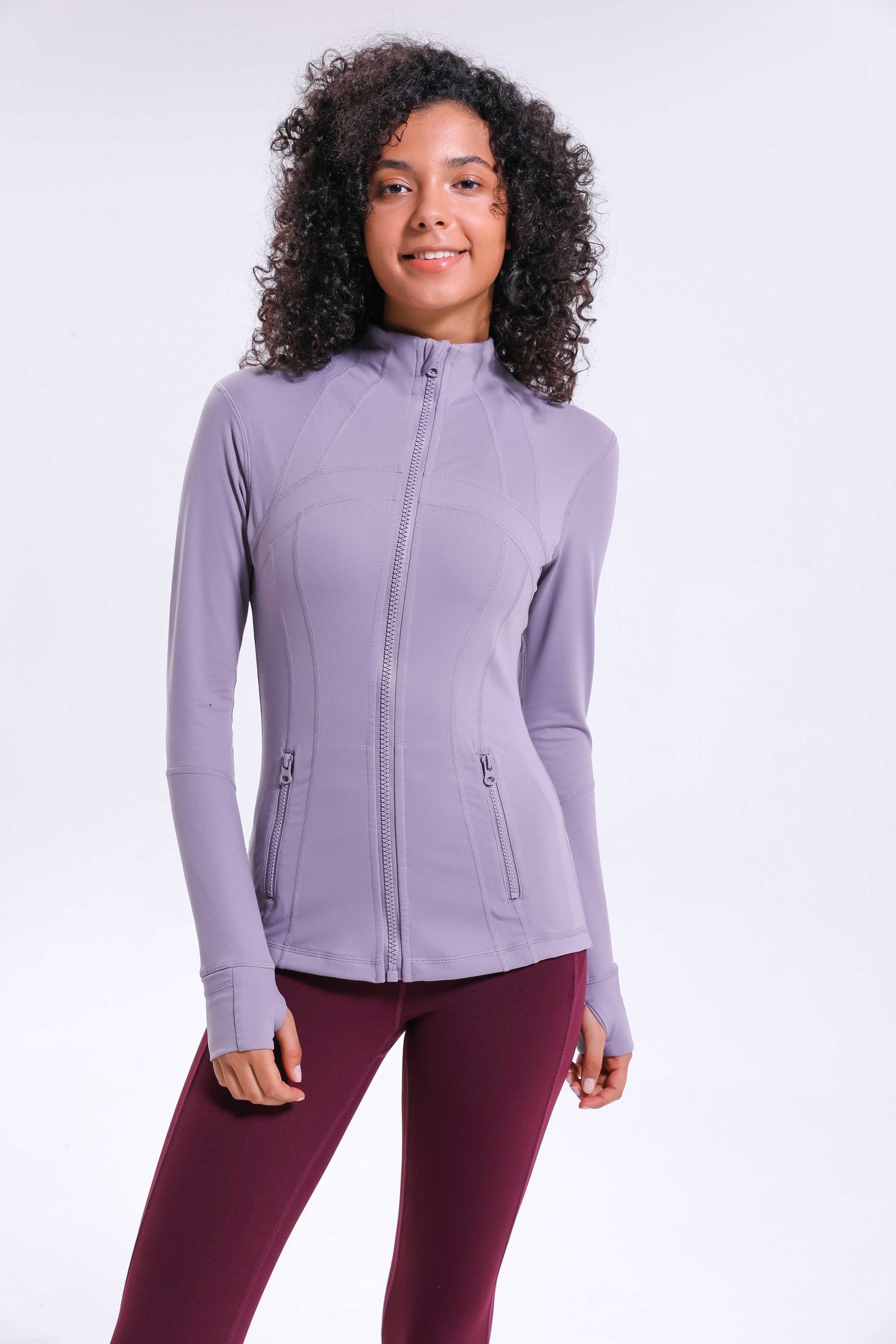 HR18031- Yoga sport jacket for women, elastic zipper running fitness yoga long-sleeved top jacket