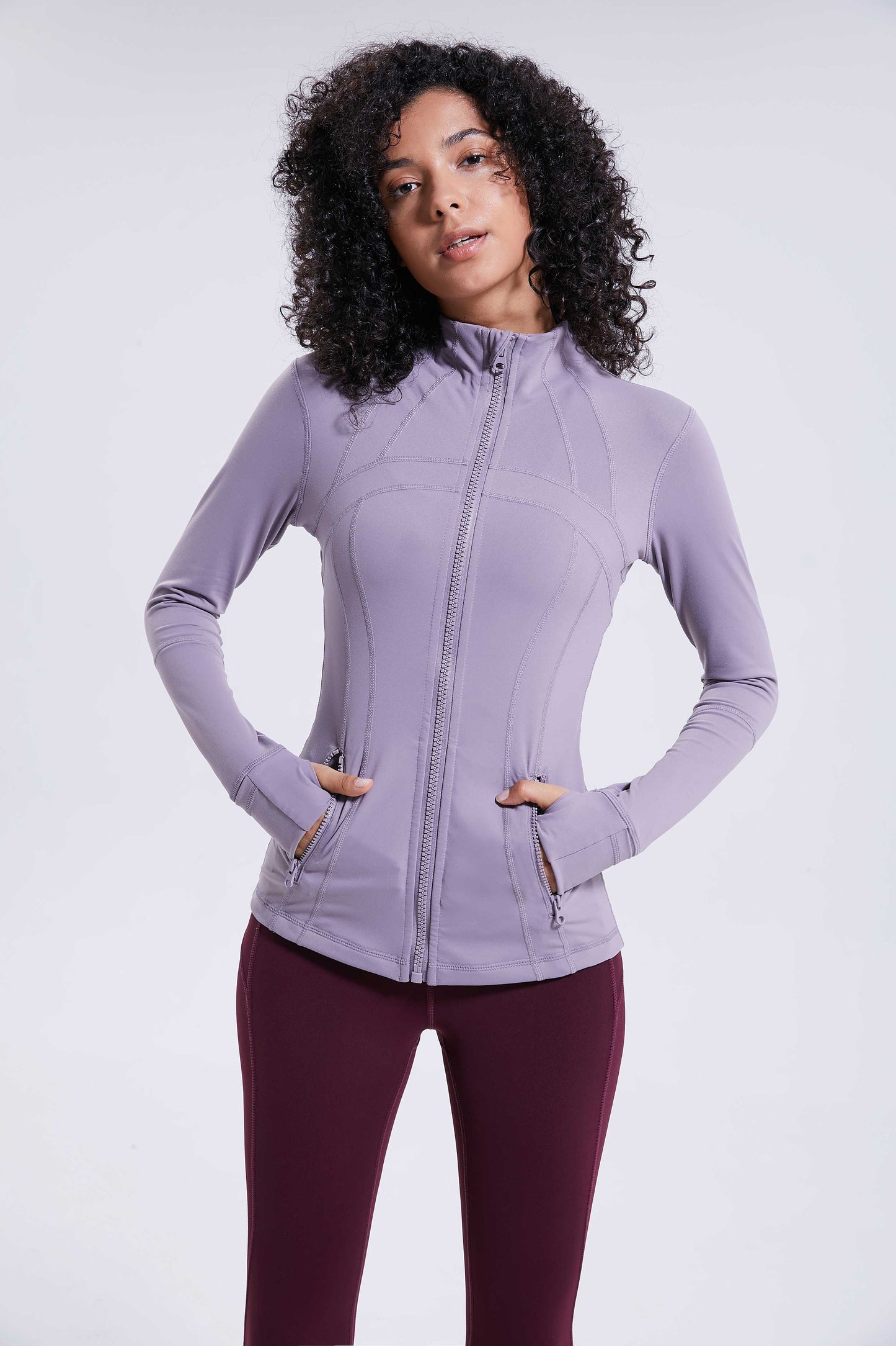 HR18031- Yoga sport jacket for women, elastic zipper running fitness yoga long-sleeved top jacket