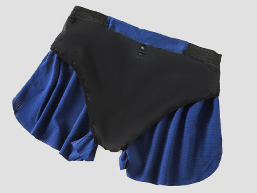 HRDK80025-Outdoor running double-layer breathable fitness shorts for men, European and American plus size faux two-piece anti-light sports shorts, quick-drying