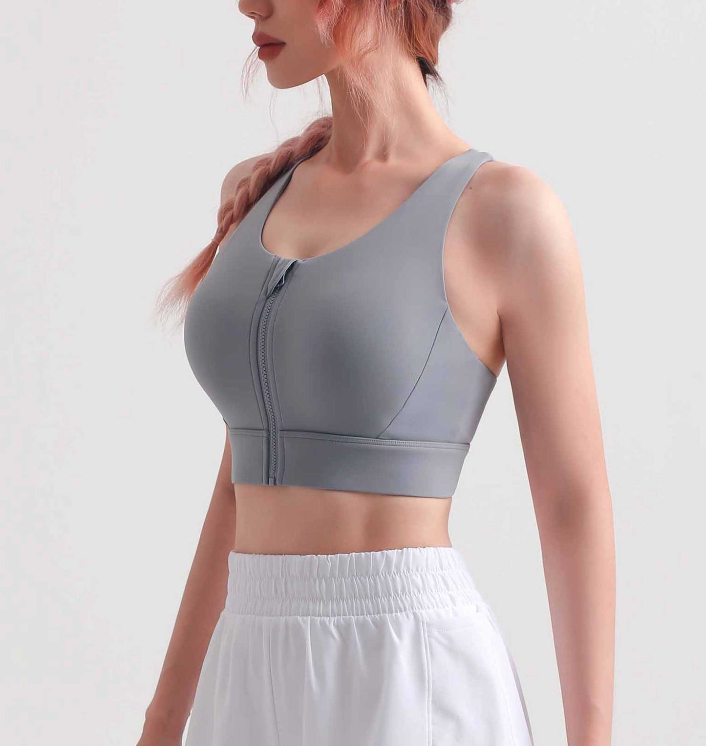 WX1457-SS Medium Strength Cool zipper shock-proof sports underwear Women's summer nude beautiful back Yoga bra Running fitness vest