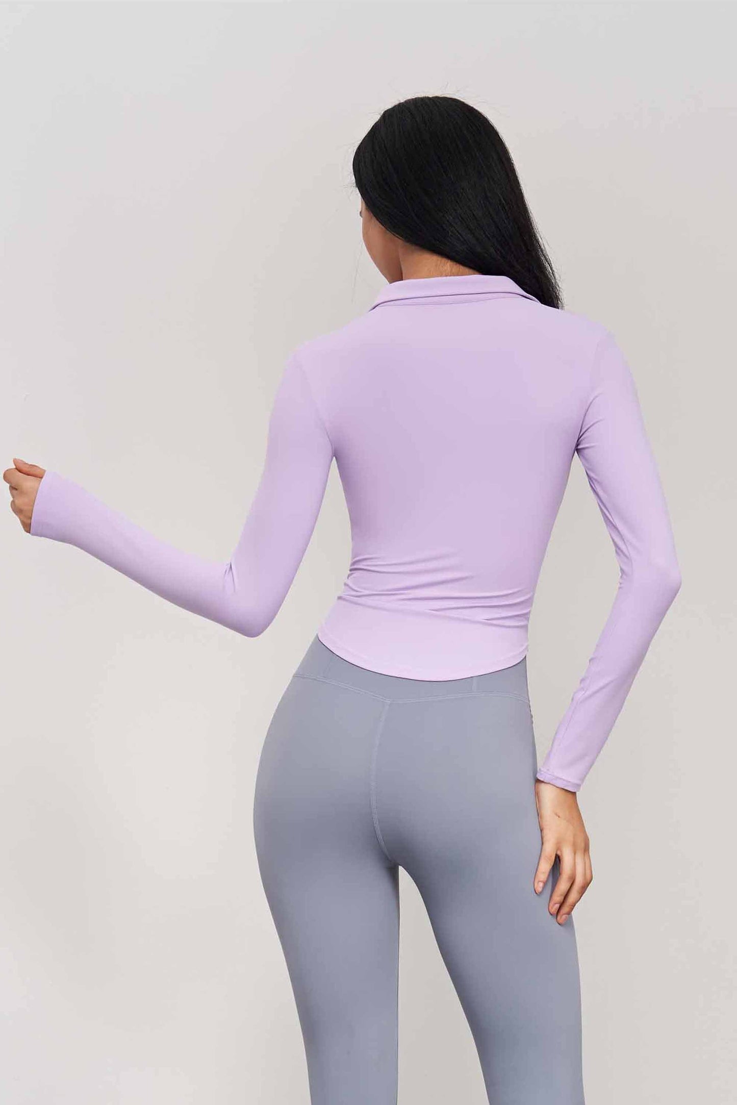 CX1574-NUF new stand collar half zipper yoga T sleeve women's skintight sports top waist slimming fitness wear long sleeves